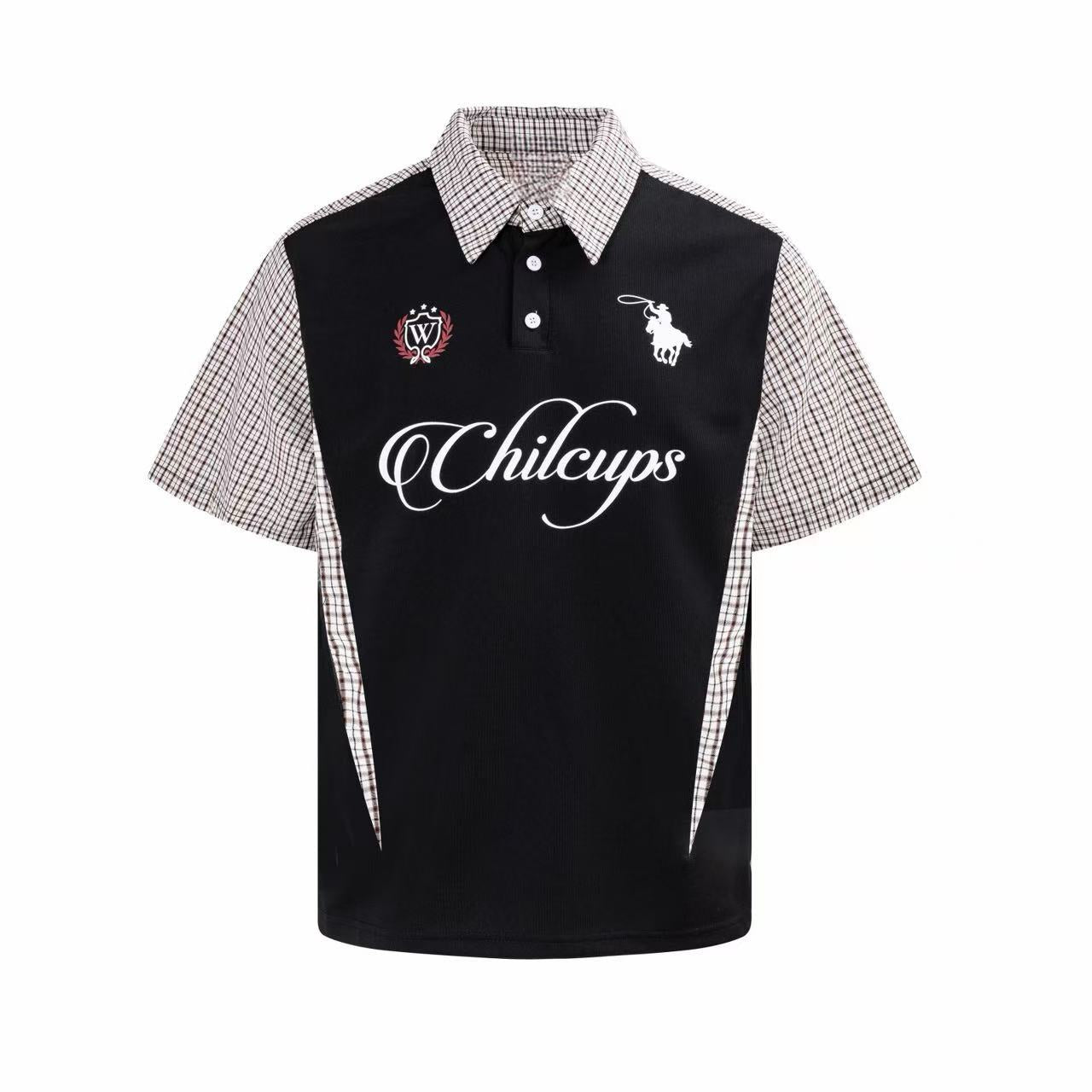 Vintage Plaid Panel Polo Shirt | Oversized Retro Streetwear