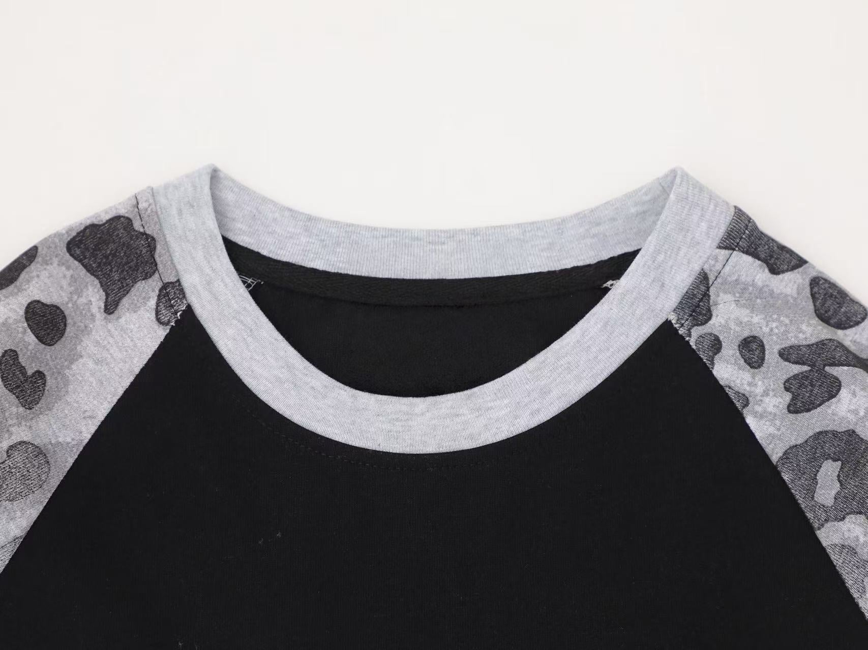 Leopard Raglan Long Sleeve Tee | Oversized Y2K Streetwear