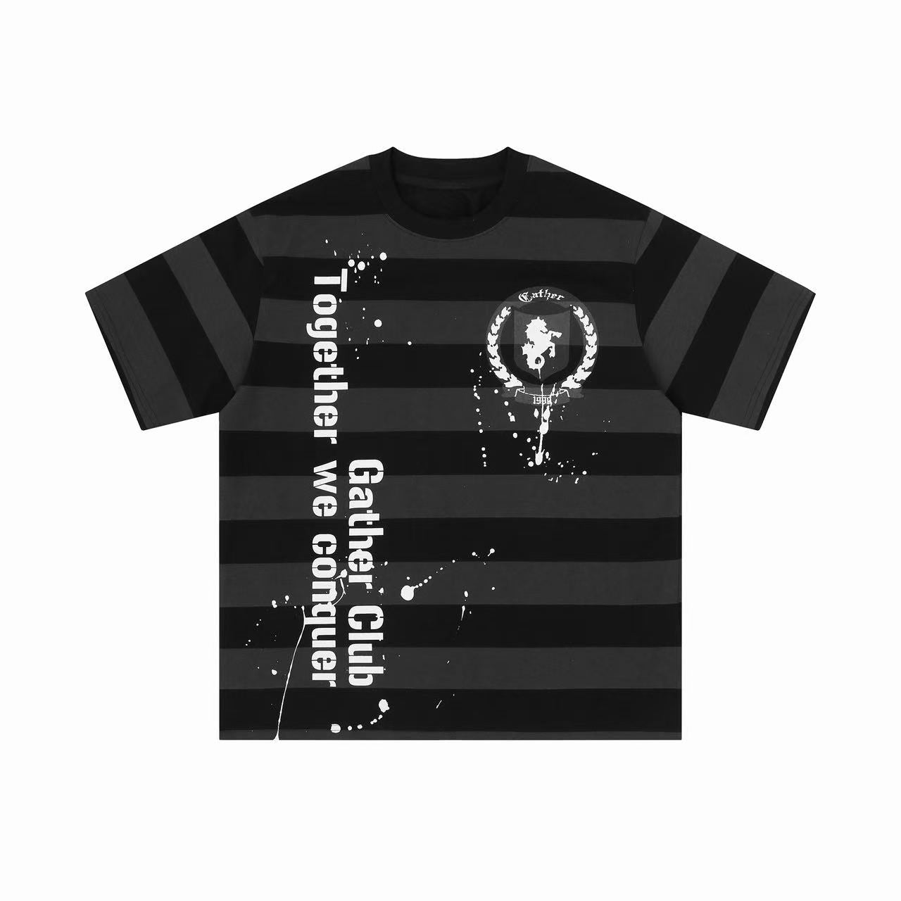 Oversized Striped Graphic Tee | Y2K Streetwear Cotton Shirt