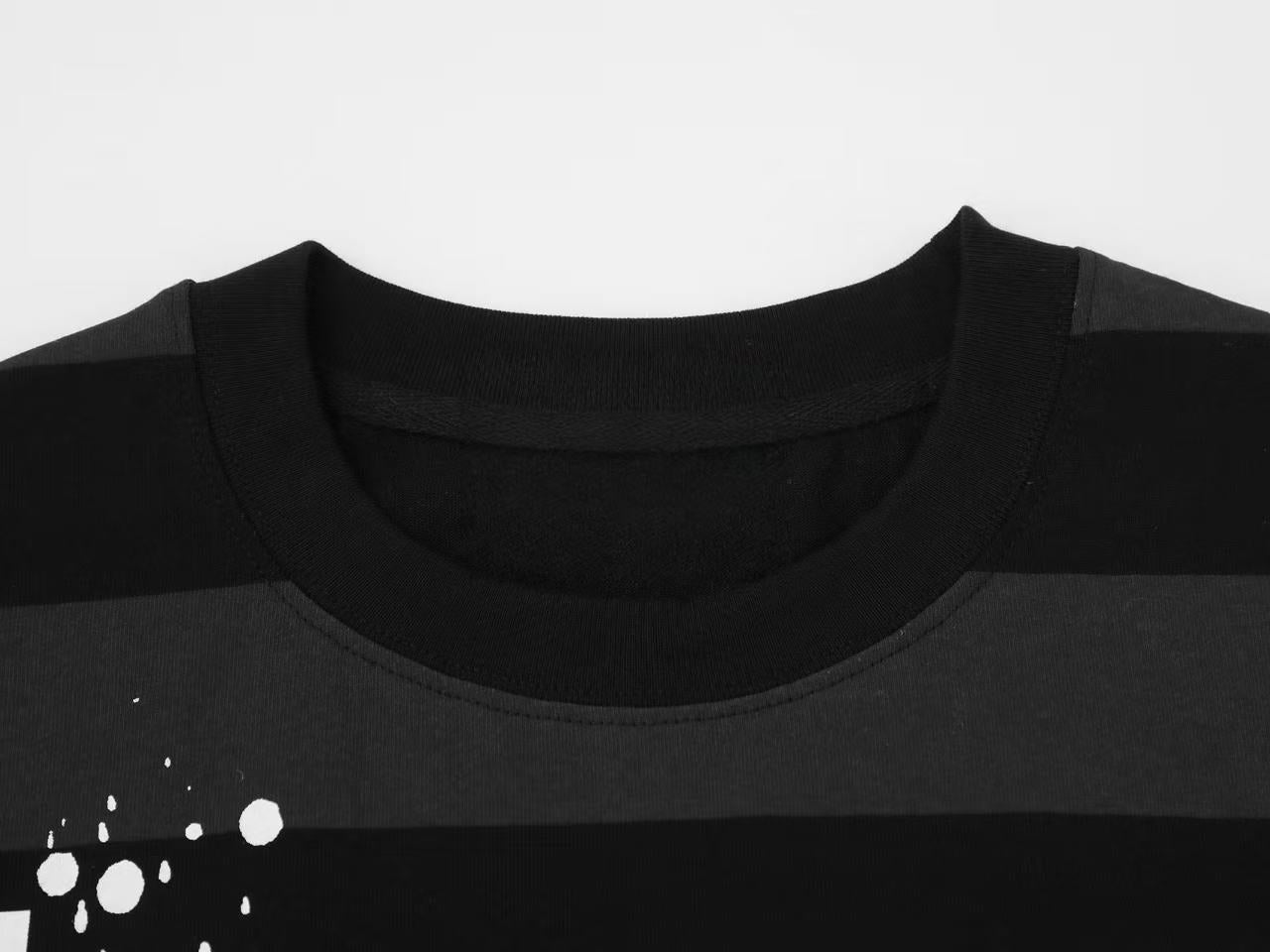 Oversized Striped Graphic Tee | Y2K Streetwear Cotton Shirt