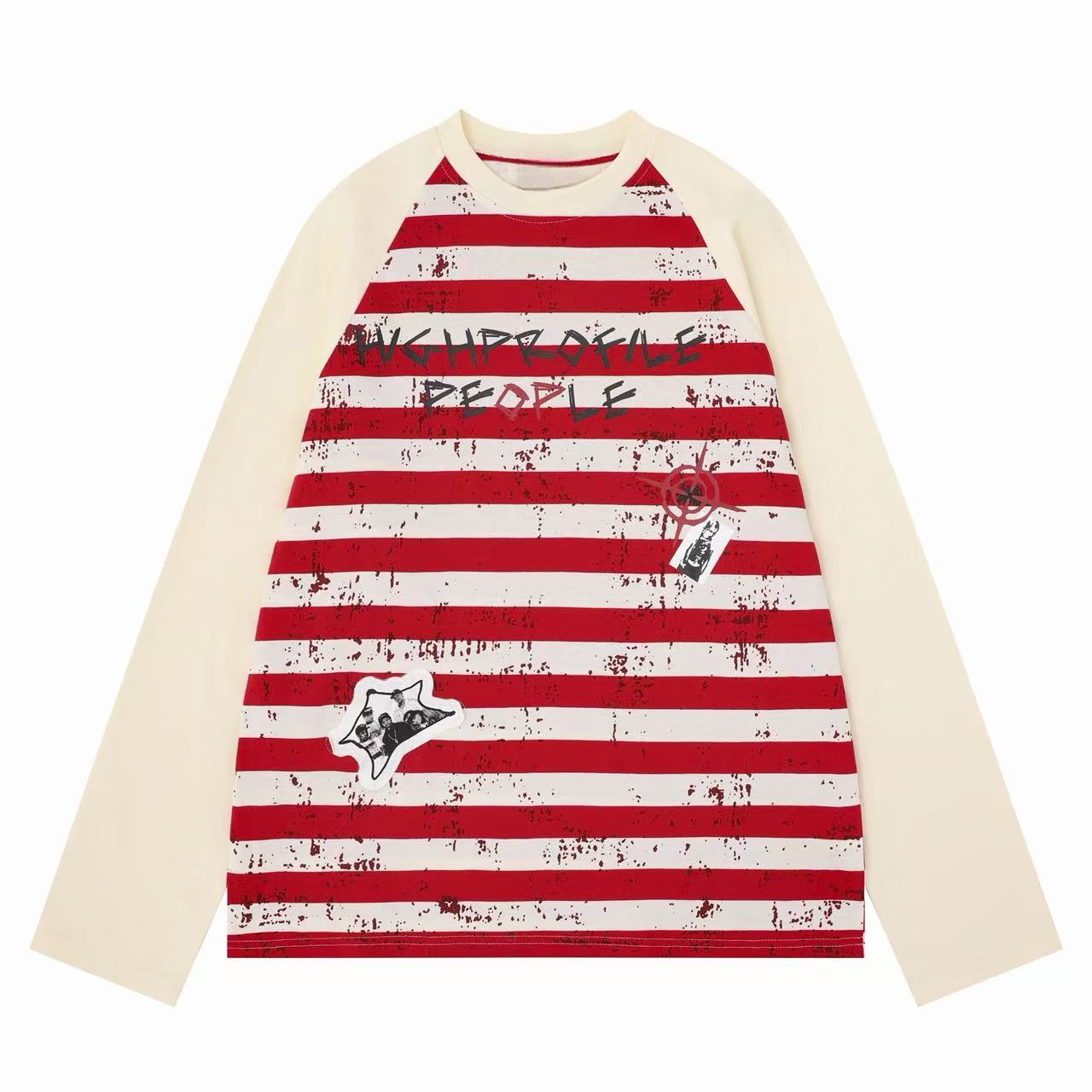 High Profile Striped Raglan Long Sleeve Tee | Y2K Streetwear