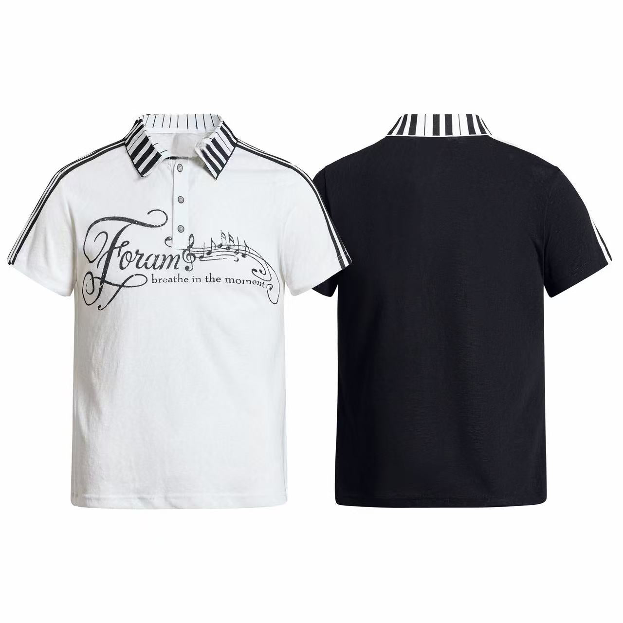 Men's Music Script Graphic Polo Shirt | Vintage Streetwear