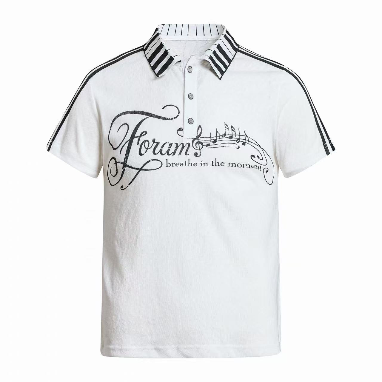 Men's Music Script Graphic Polo Shirt | Vintage Streetwear