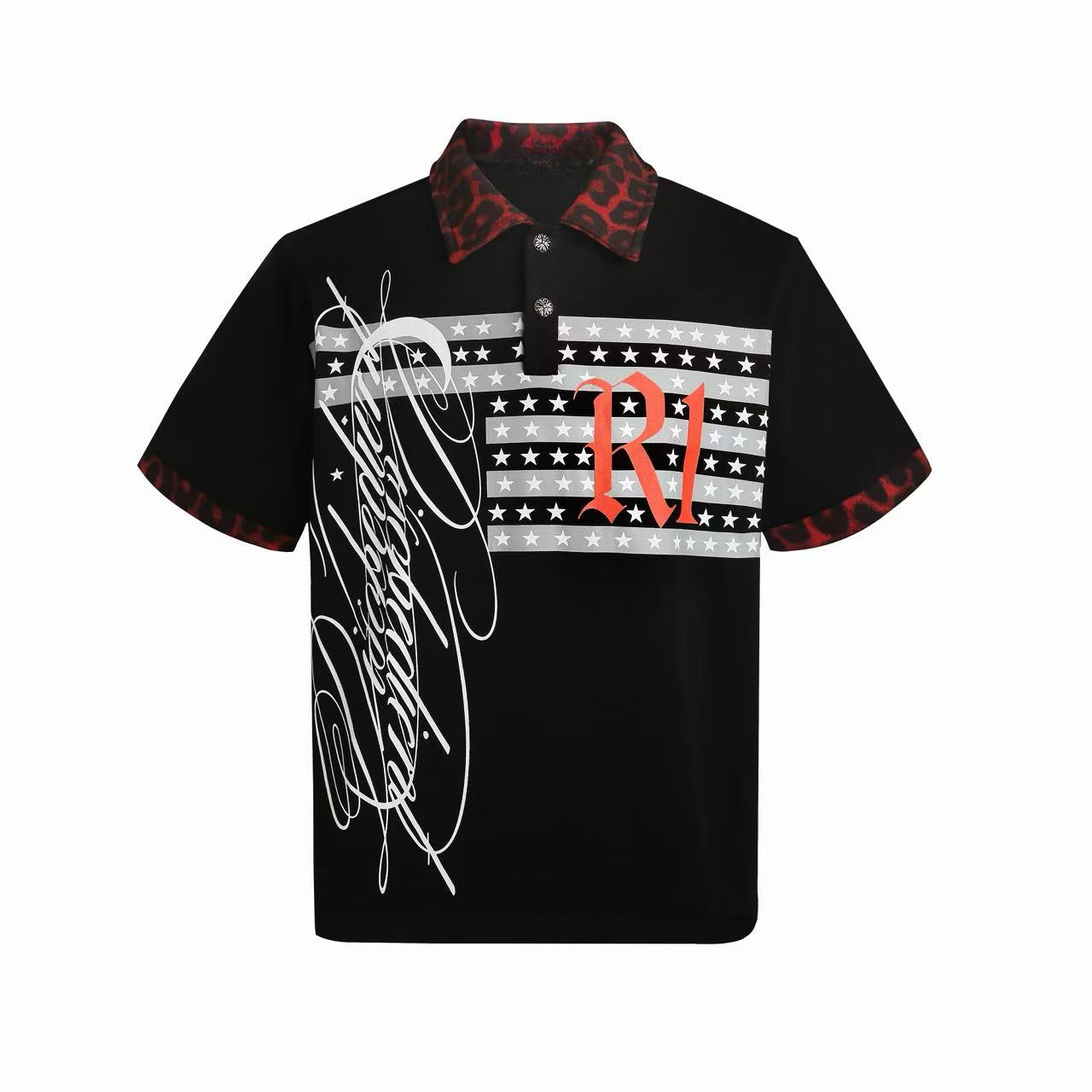 Leopard Collar Graphic Polo Shirt | Y2K Streetwear R1
