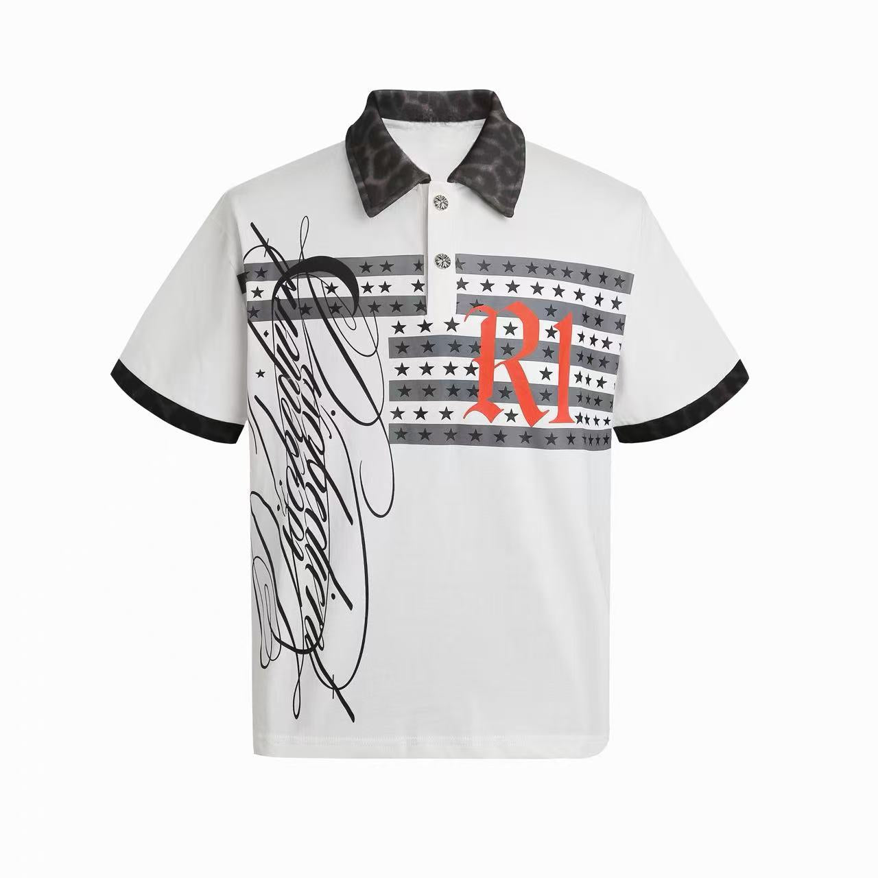 Leopard Collar Graphic Polo Shirt | Y2K Streetwear R1