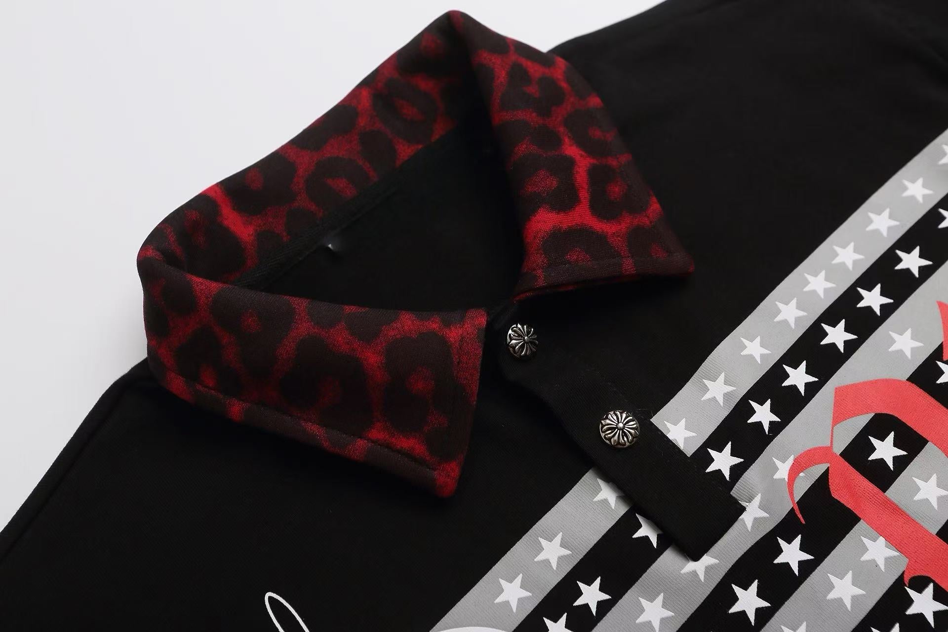 Leopard Collar Graphic Polo Shirt | Y2K Streetwear R1