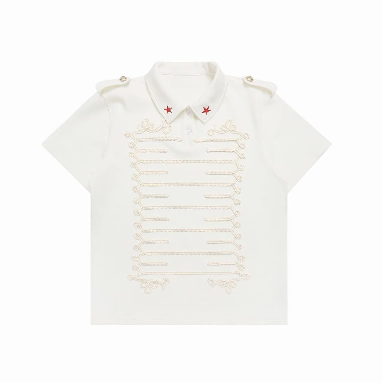 Military Braid Polo Shirt | Rope Embroidery & Epaulettes