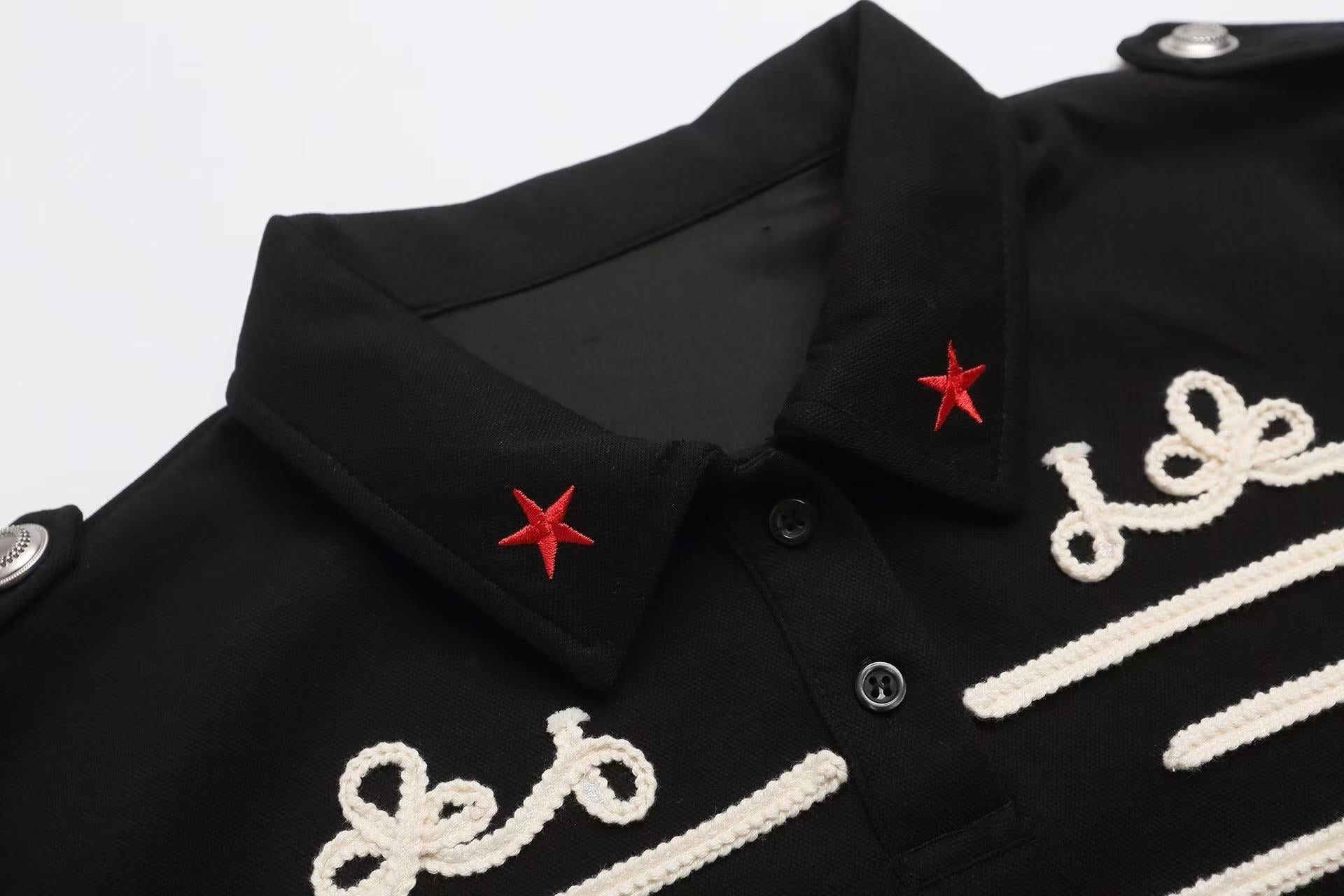 Military Braid Polo Shirt | Rope Embroidery & Epaulettes