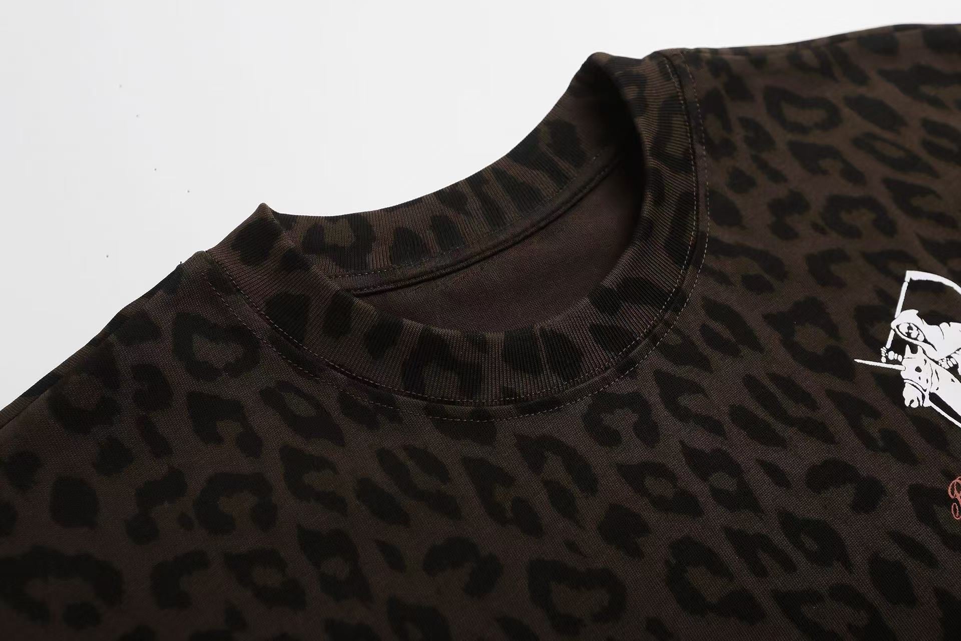 Omirad Leopard Print Graphic T-Shirt | Y2K Streetwear Tee
