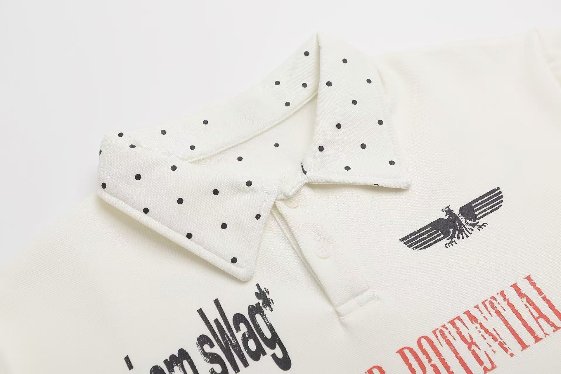 Studded Collar Graphic Polo Shirt | Y2K Streetwear