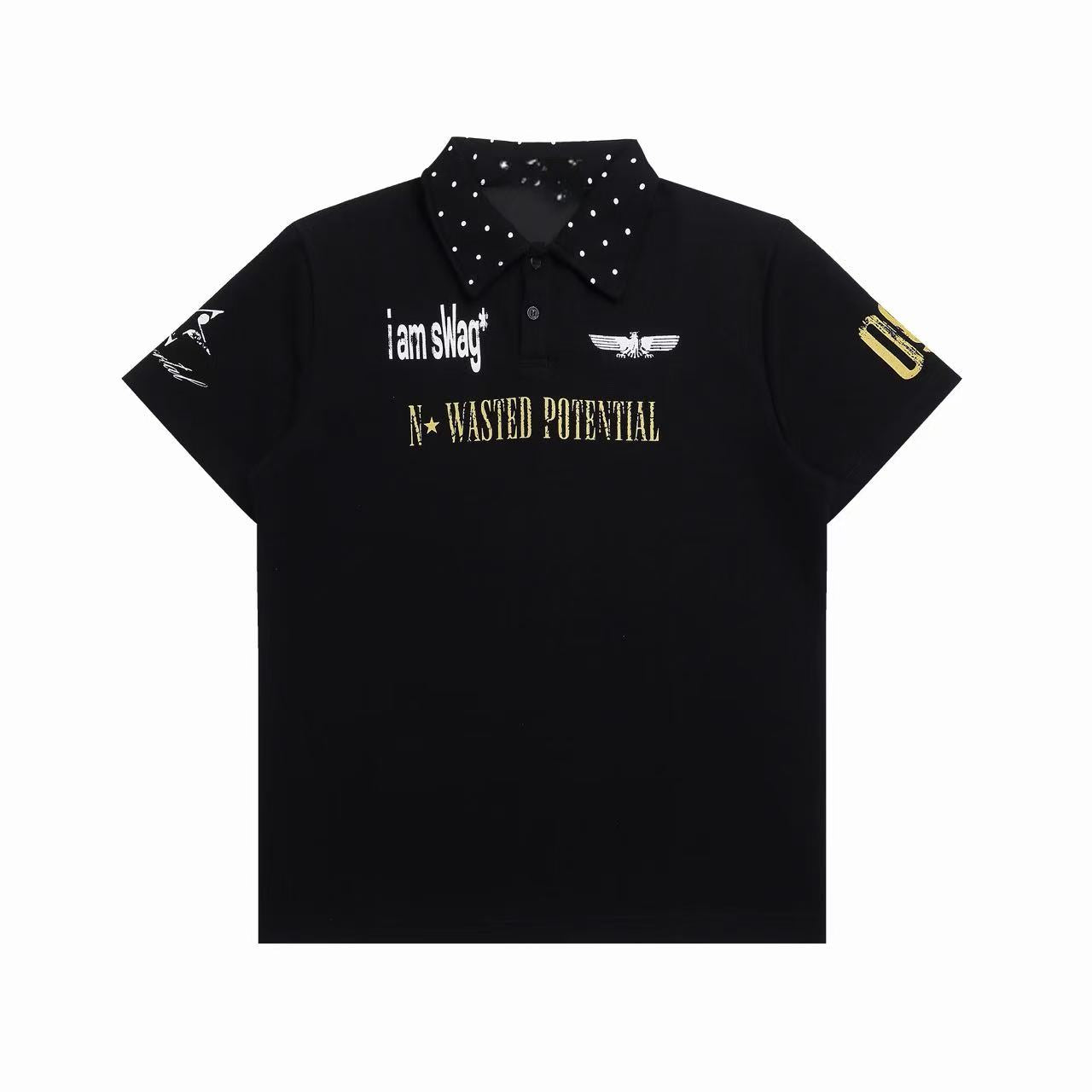 Studded Collar Graphic Polo Shirt | Y2K Streetwear