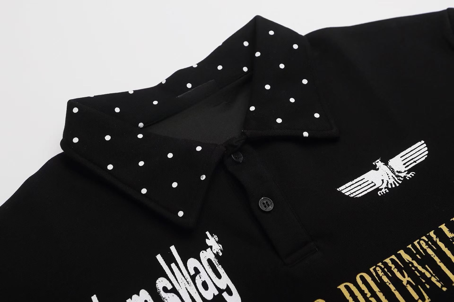 Studded Collar Graphic Polo Shirt | Y2K Streetwear
