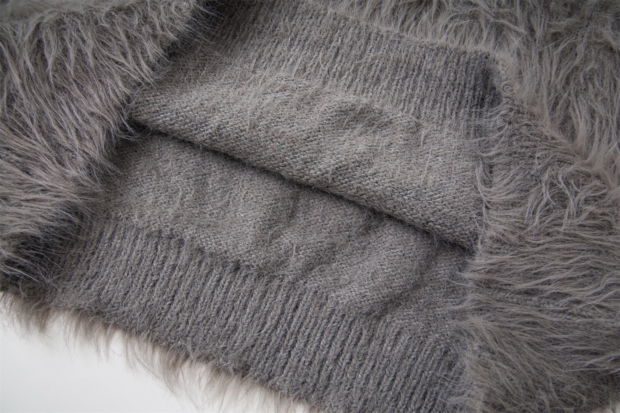 Omirad Long-Fur Graphic Sweater | Pink Shaggy Knit Pullover