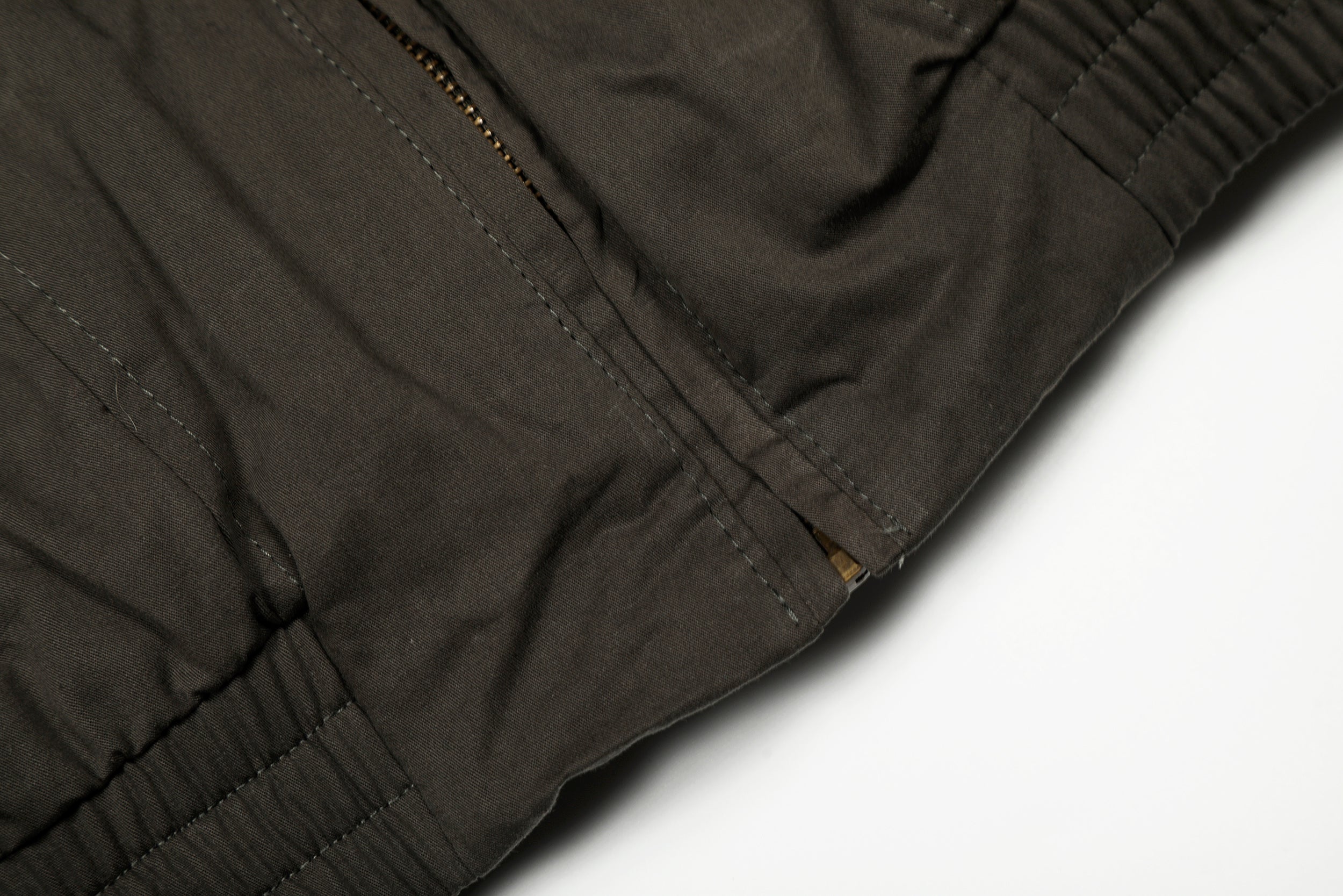 Cotton Stand-Collar Bomber Jacket | Army Green & Brown