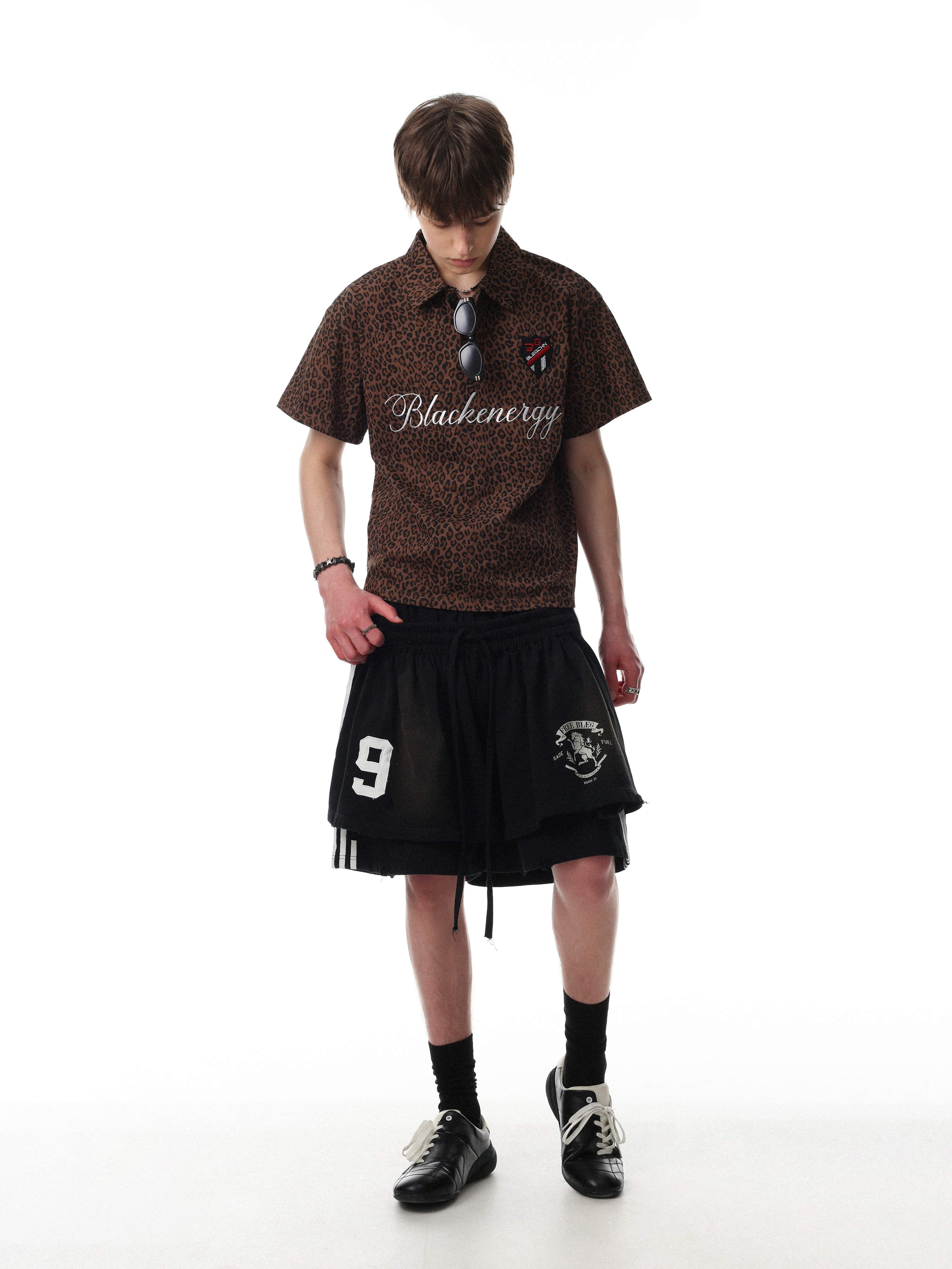 Omirad Leopard Print Script Polo Tee | Streetwear Polo Shirt
