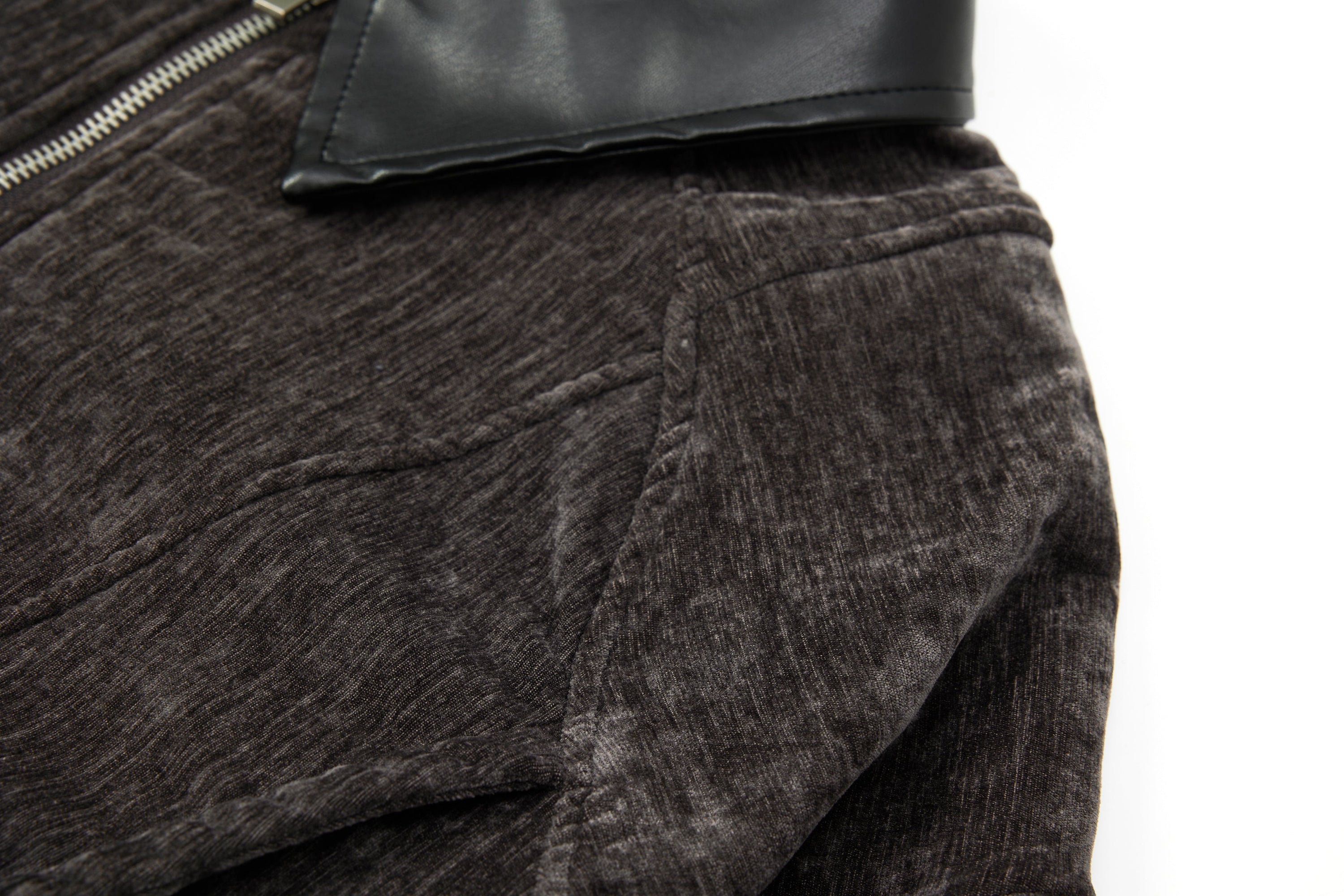 Omirad Chenille Bomber Jacket with Faux-Leather Collar