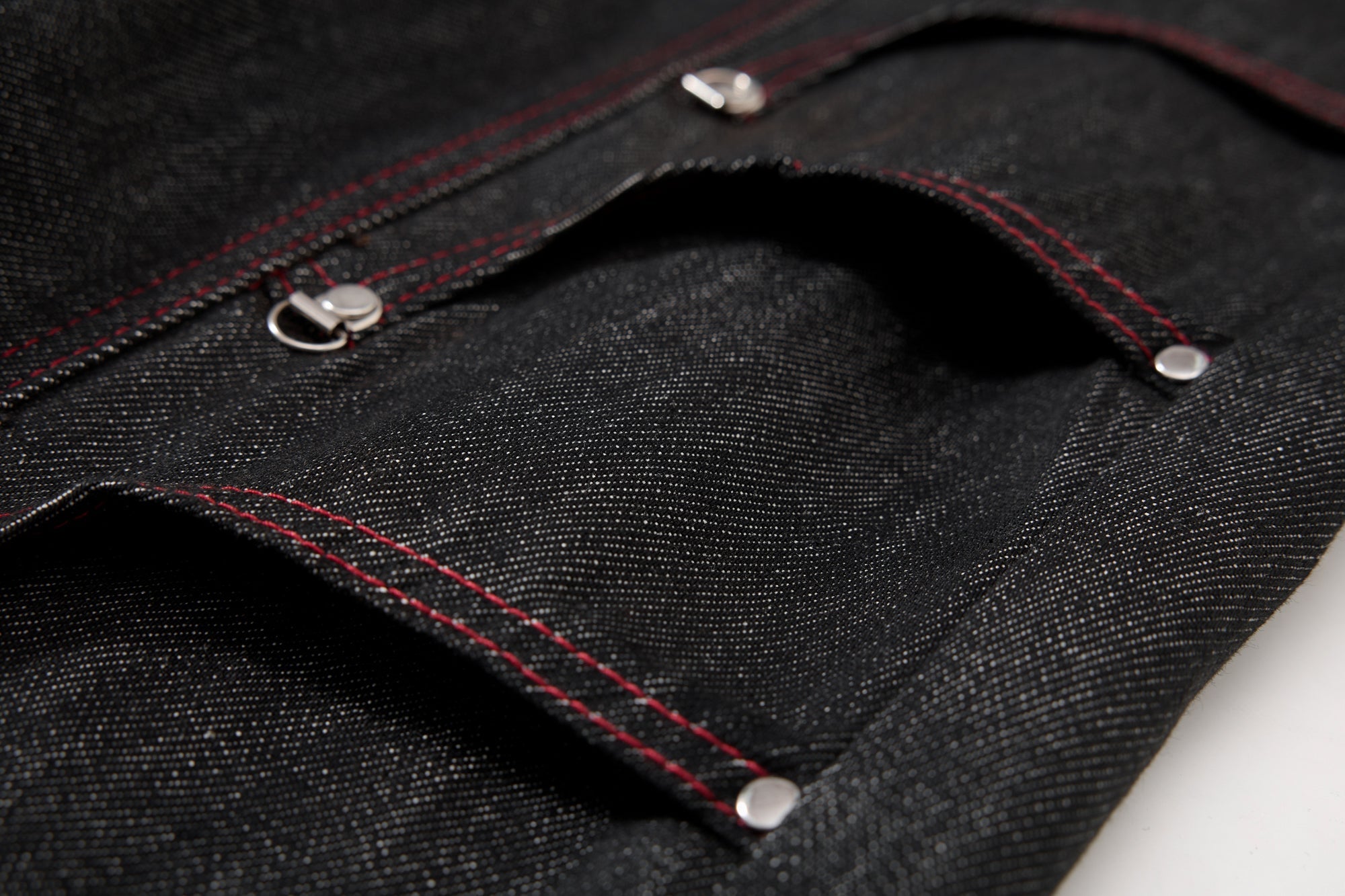 Omirad Multi-Pocket Wide-Leg Denim Pants | Red Contrast Stitch