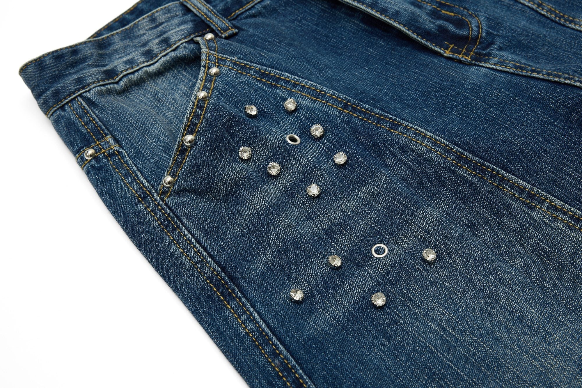 Studded Panel Wide-Leg Denim Jeans | Streetwear Fit