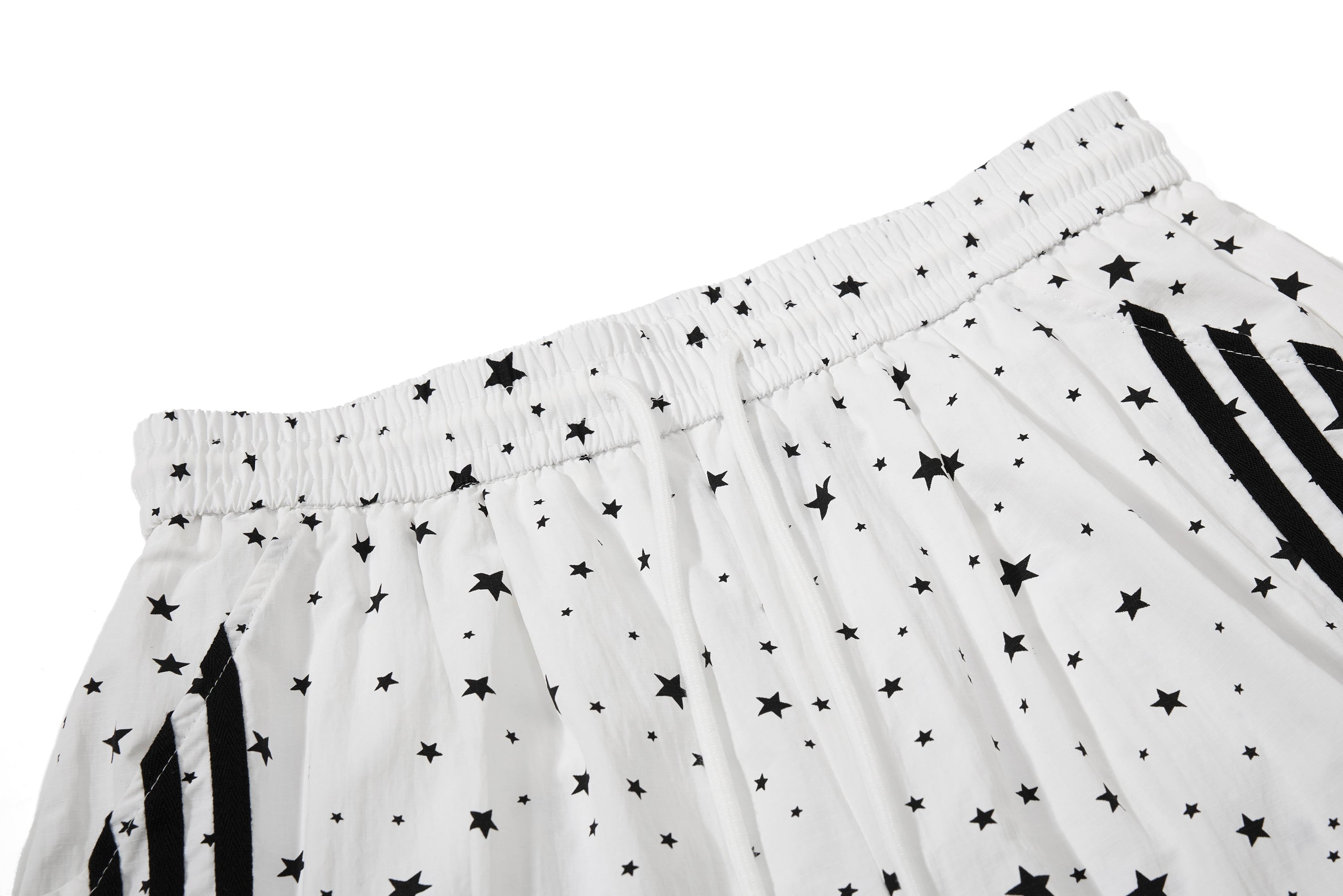 Star Print Wide-Leg Track Pants with Side Stripes | Streetwear
