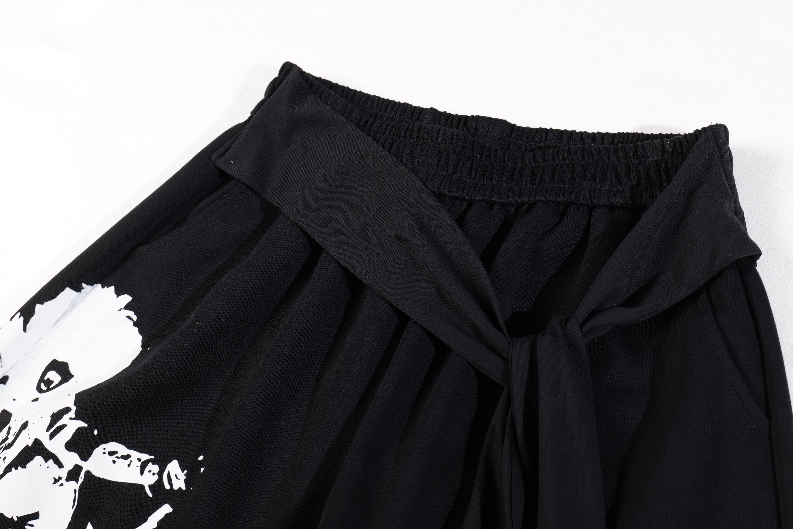 Rock Graphic Wide-Leg Wrap Pants | Streetwear Drape