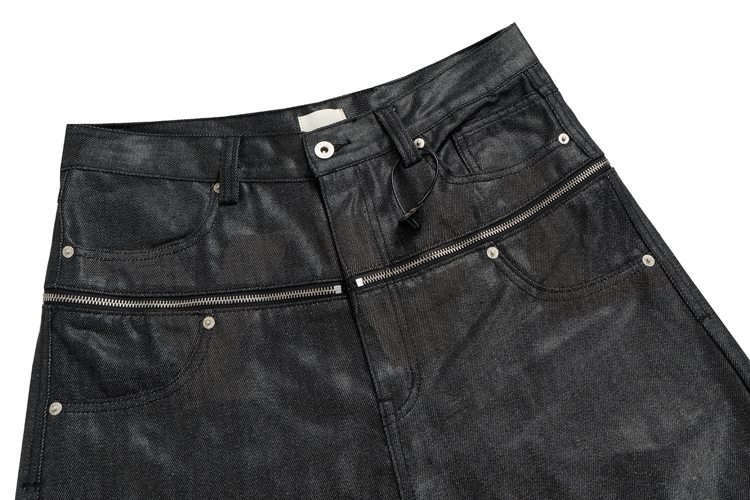 Omirad Double Waist Coated Denim Pants | Wide Leg Streetwear