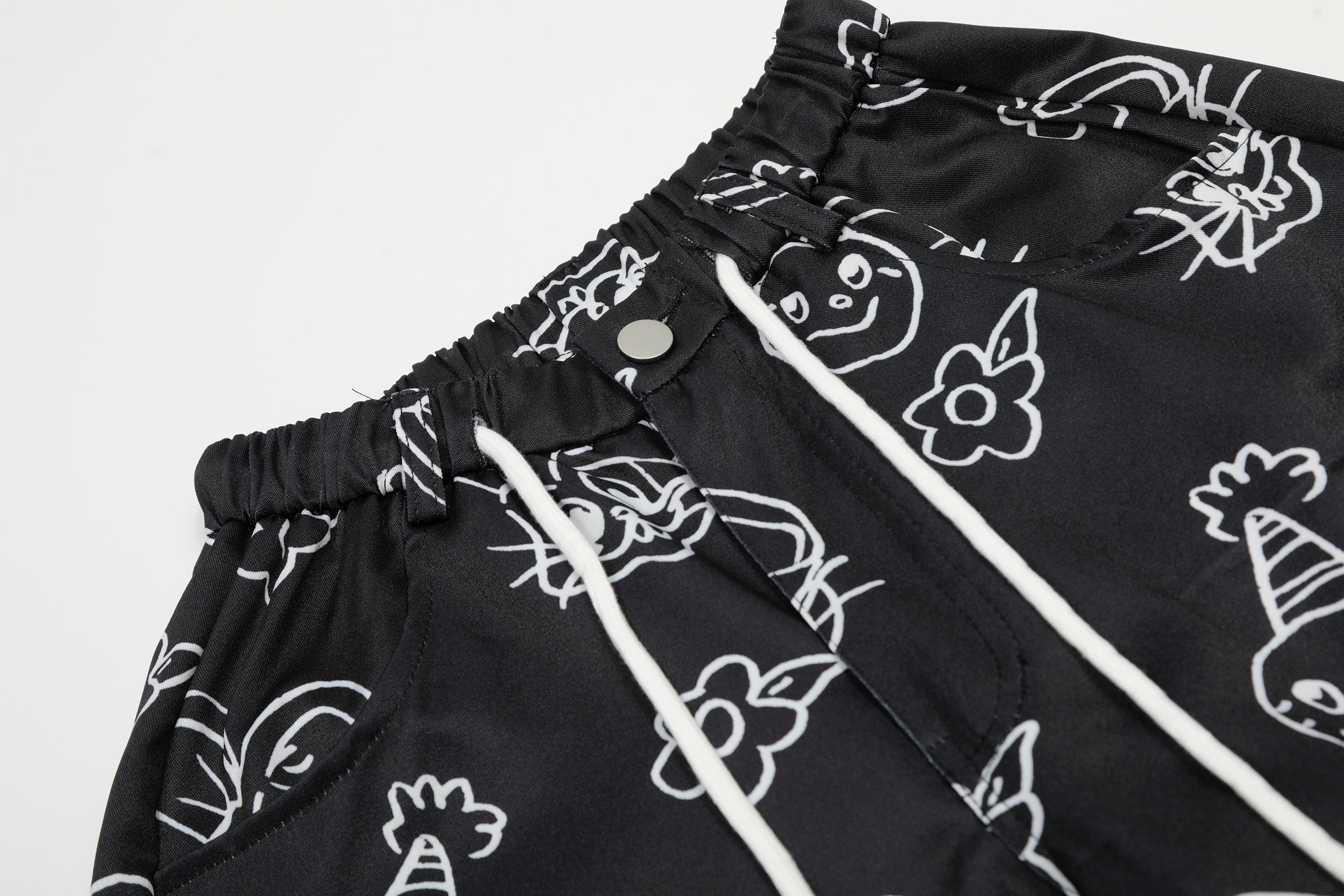 Cartoon Graphic Wide-Leg Cargo Pants | Streetwear