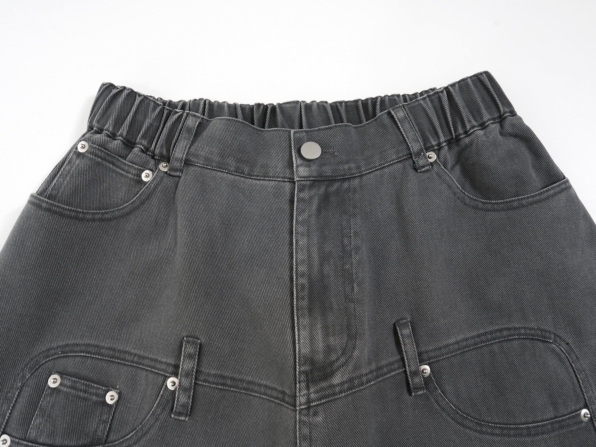 High-Waist Wide-Leg Denim Pants | Vintage Wash Cotton
