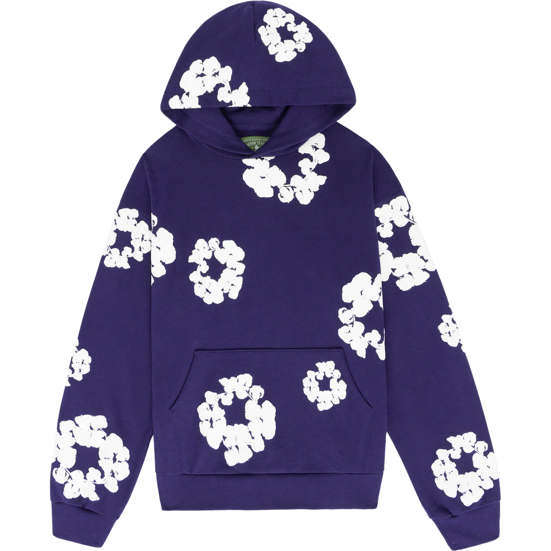 Purple “Cotton Wreath” Denim Tears Hoodie – White Floral Print Streetwear Pullover