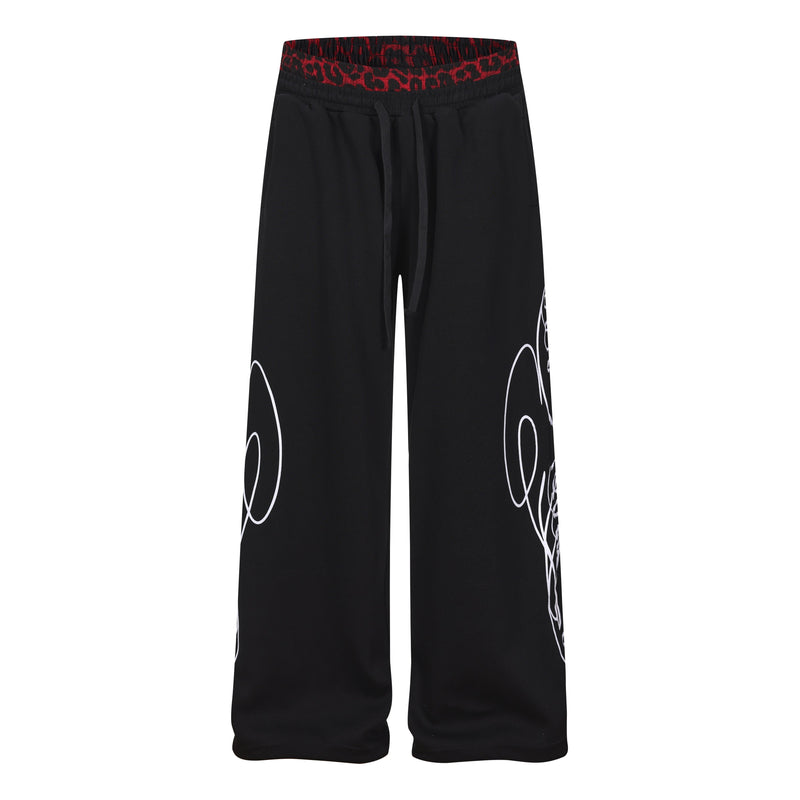 Omirad Leopard Panel Sweatpants | Wide-Leg Streetwear