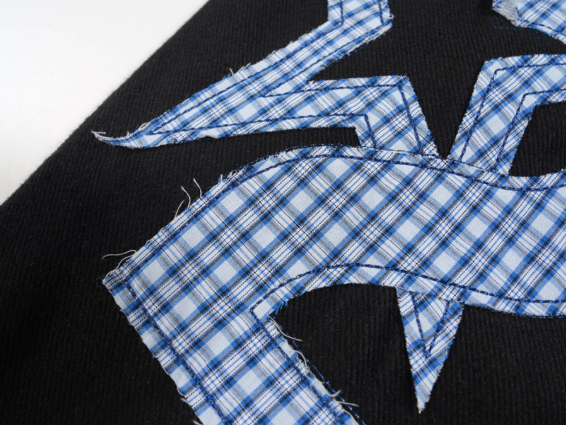 Star Patch Wide-Leg Cotton Pants | Streetwear Graphic Trousers