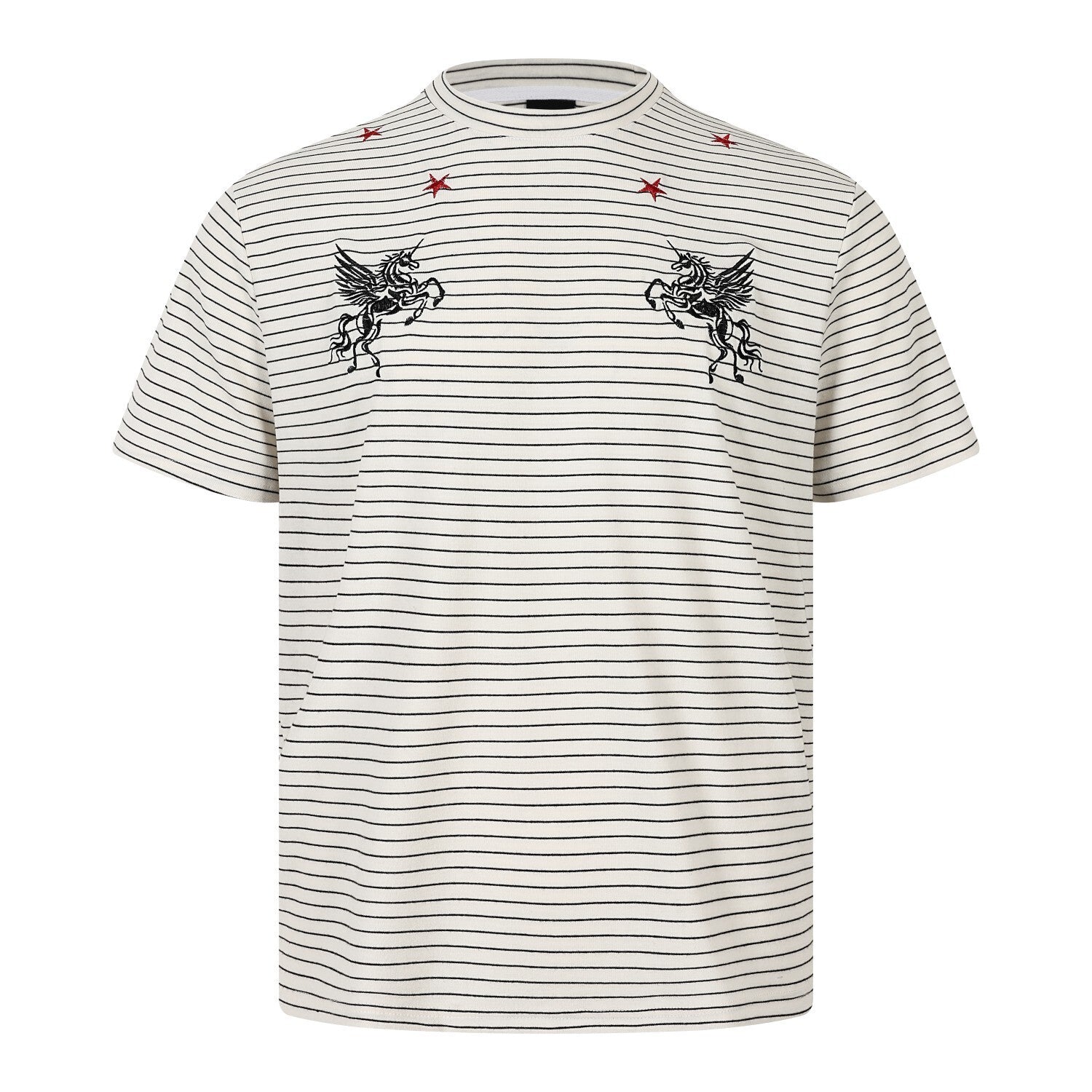 Omirad Pegasus Stripe Tee | Embroidered Streetwear T-Shirt
