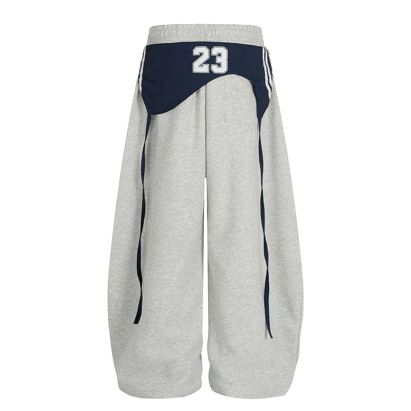 Double-Waist Retro Print Wide-Leg Track Pants | Streetwear