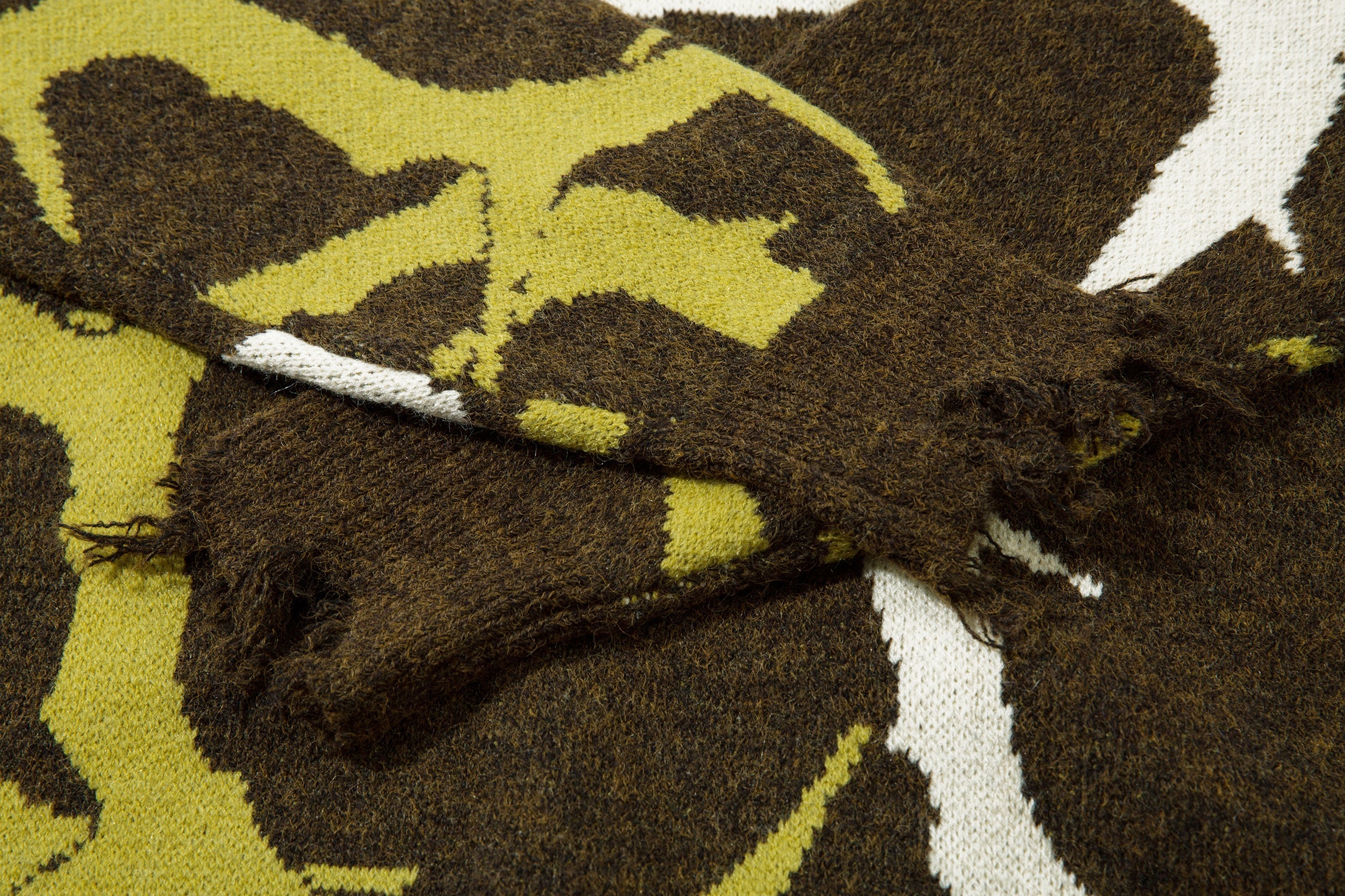 Abstract Camo Distressed Knit Sweater | Oversized Crew Neck