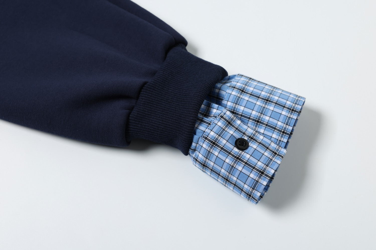 Layered Checkered Collar Half-Zip Pullover | Relaxed Fit