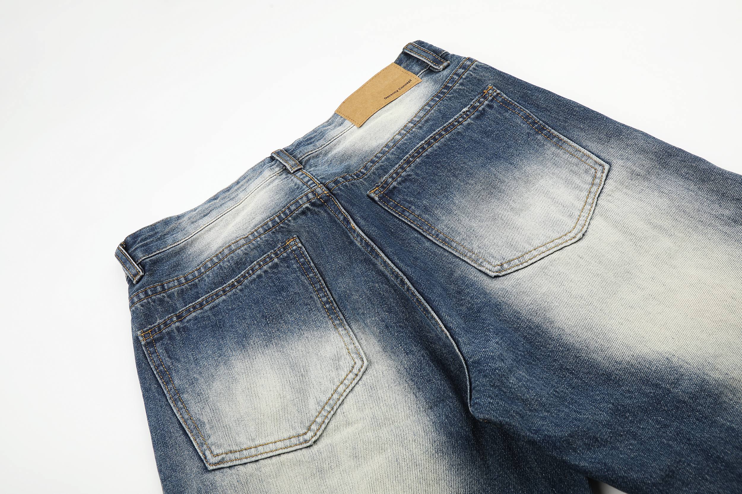 Omirad Studded Vintage Wash Jeans | Y2K Streetwear Denim