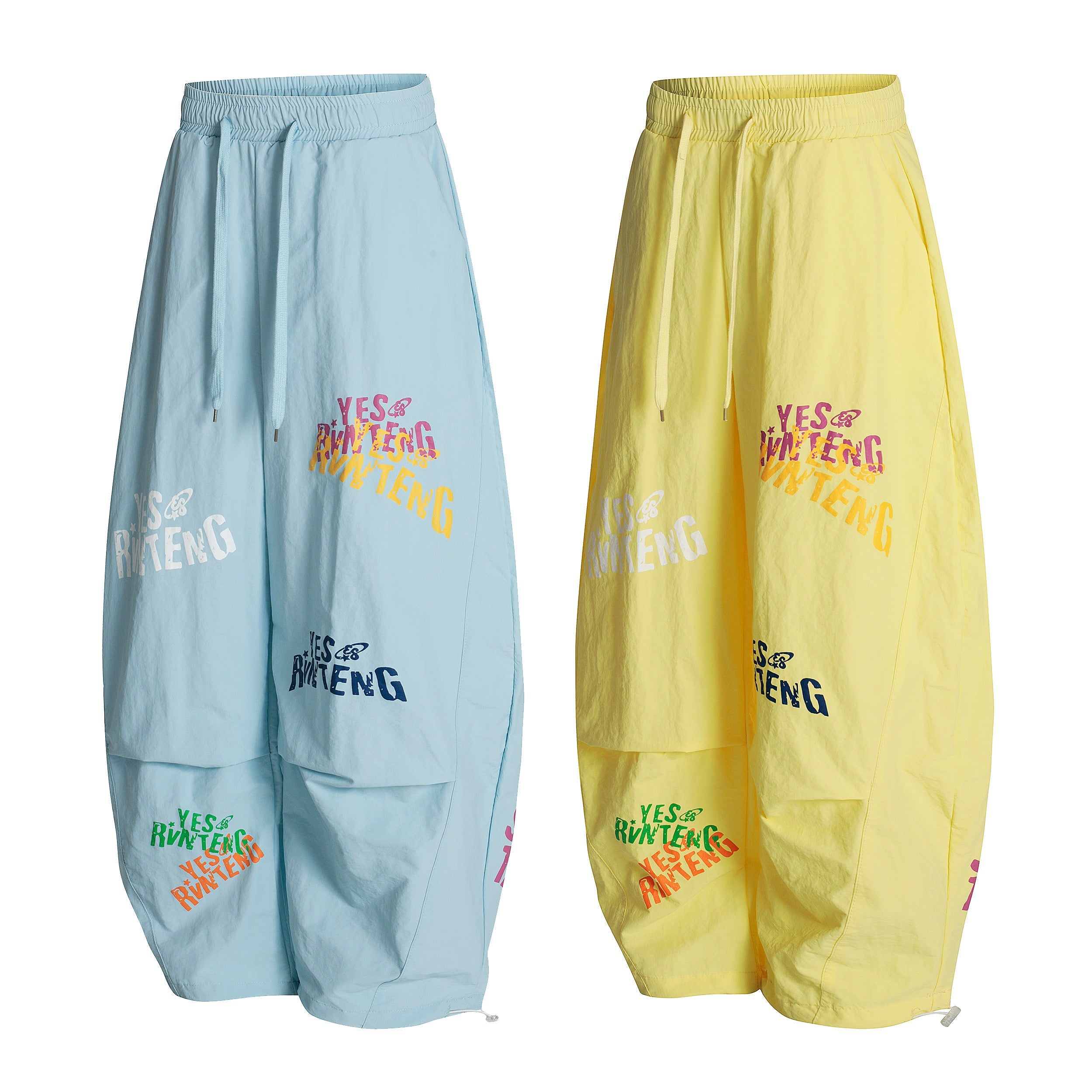 Omirad YES RVNTENG Multicolor Print Wide-Leg Nylon Pants