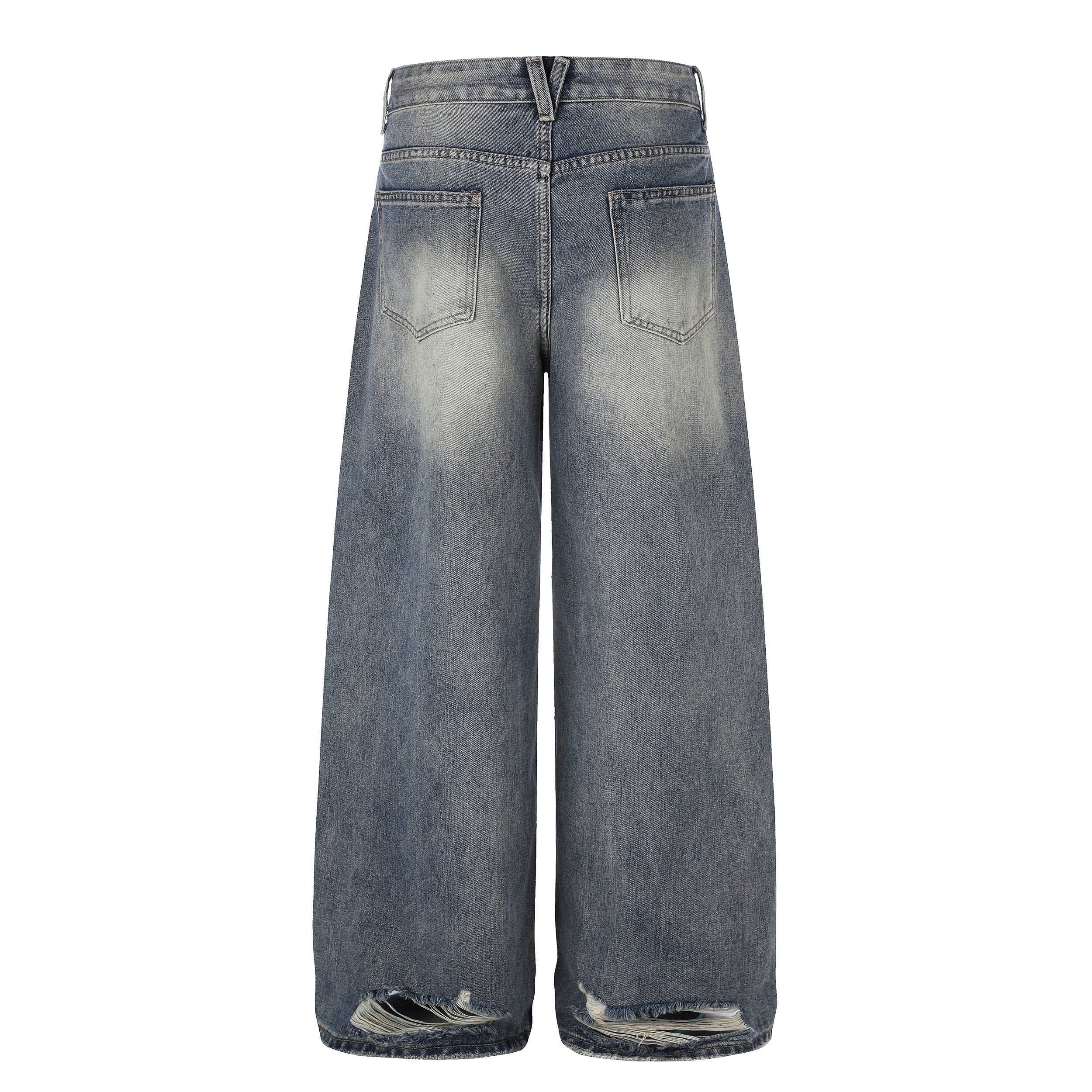 Omirad Distressed Wide-Leg Jeans | Y2K Vintage Washed Denim