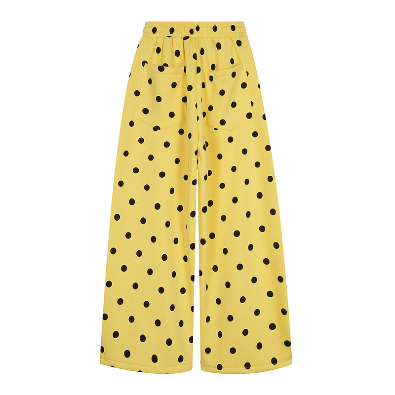 Omirad Polka Dot Wide-Leg Pants | Yellow & Black Cotton
