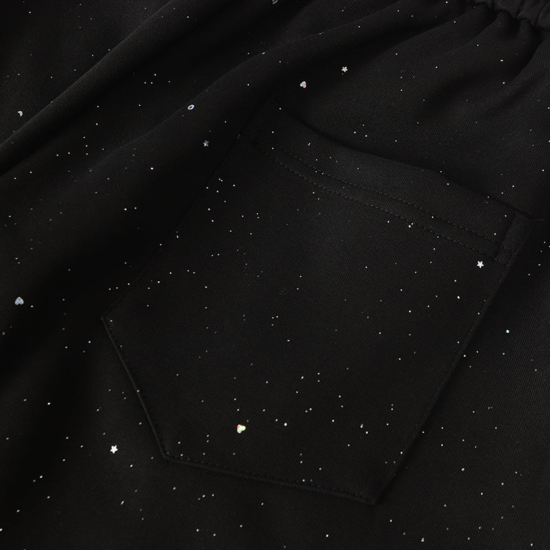Speckled Wide-Leg Track Pants with Zippered Hems | Omirad