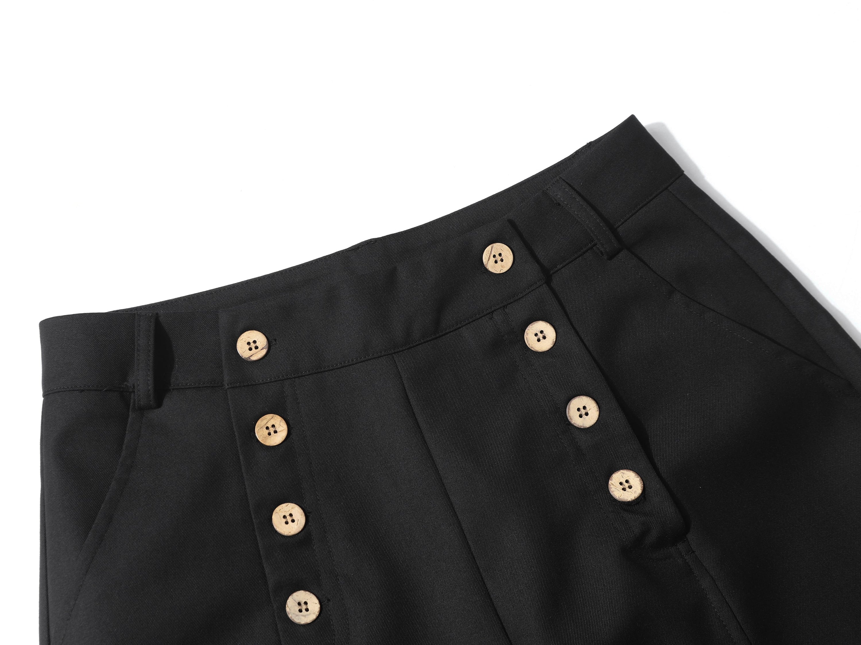 Wide-Leg Button-Front Trousers | Nautical Sailor Style