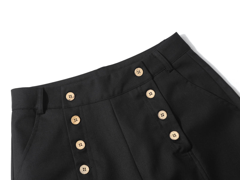 Wide-Leg Button-Front Trousers | Nautical Sailor Style