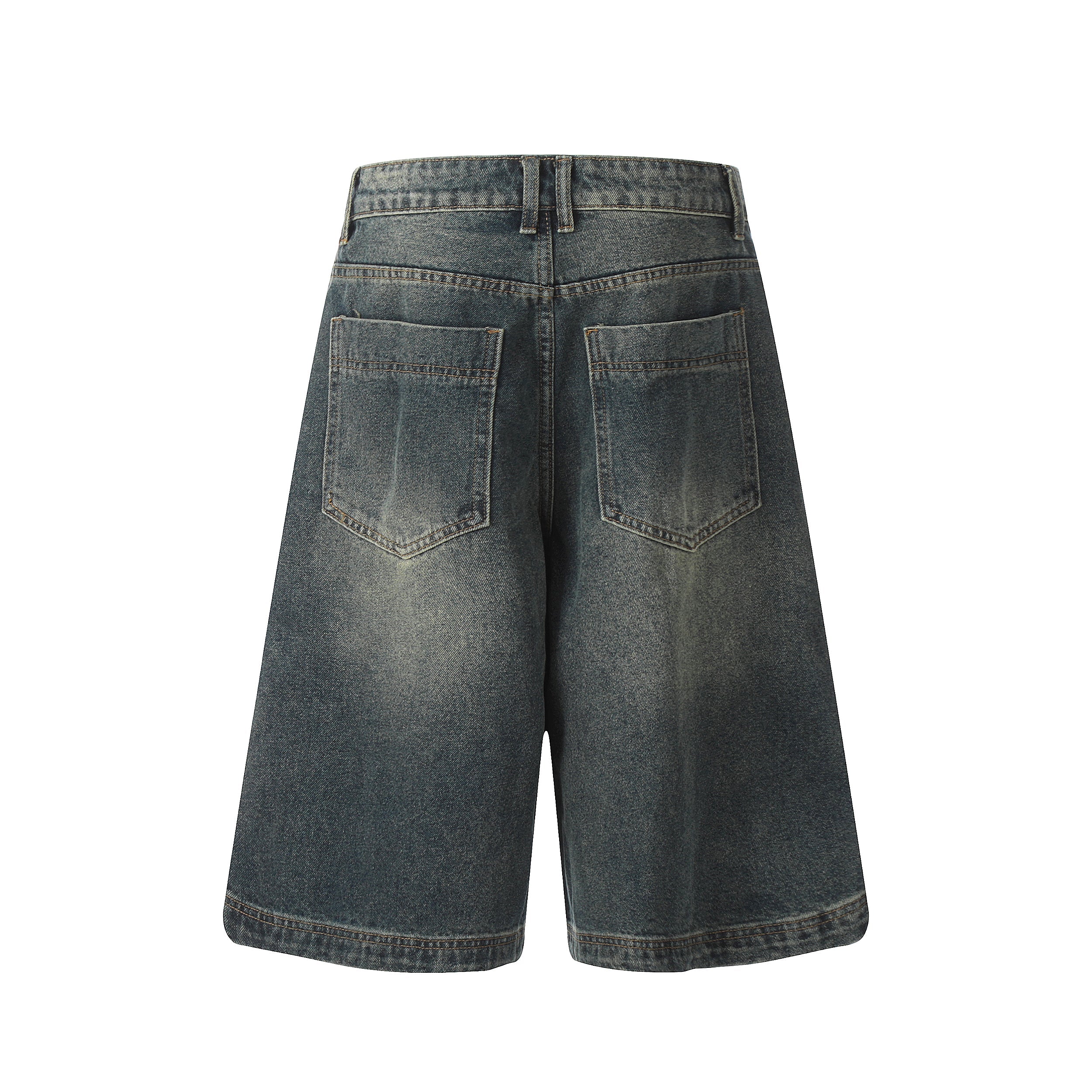 Omirad Vintage Wide-Leg Denim Shorts | Geometric Panel