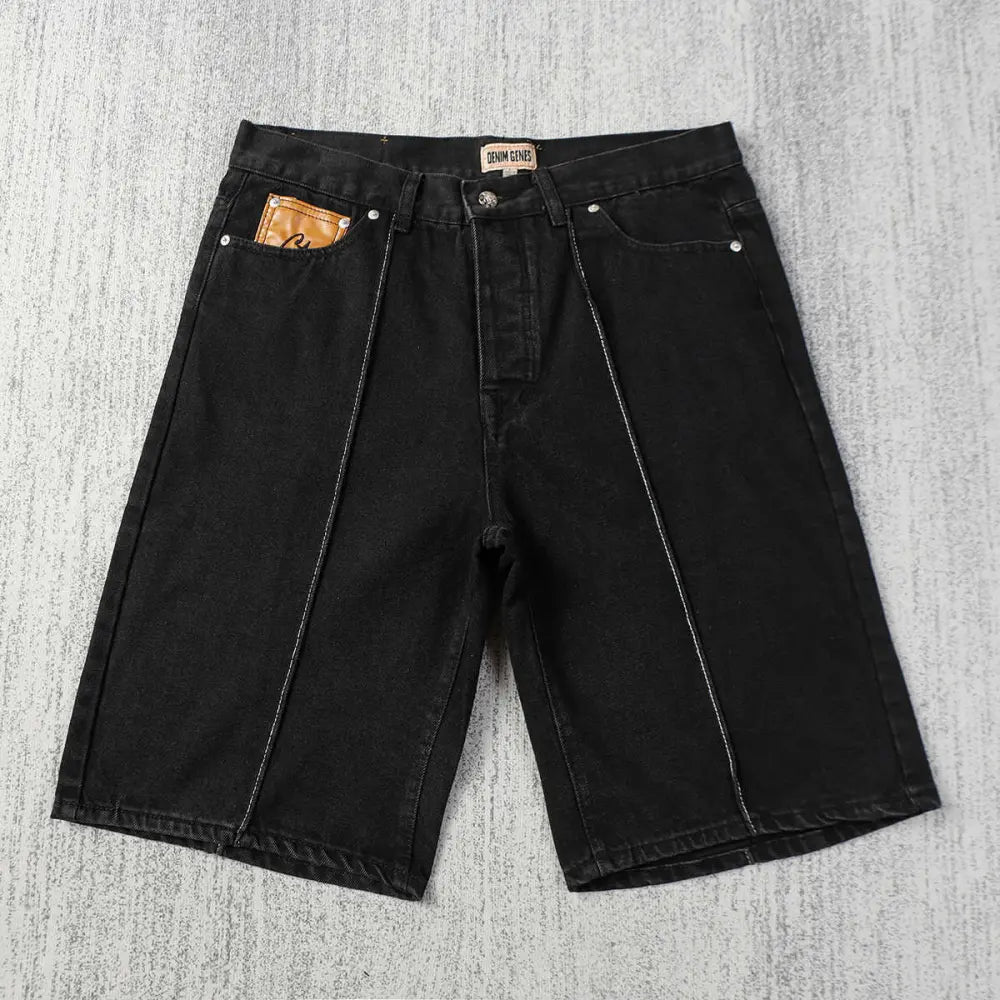 Corteiz Black Denim Shorts with Star Graphic
