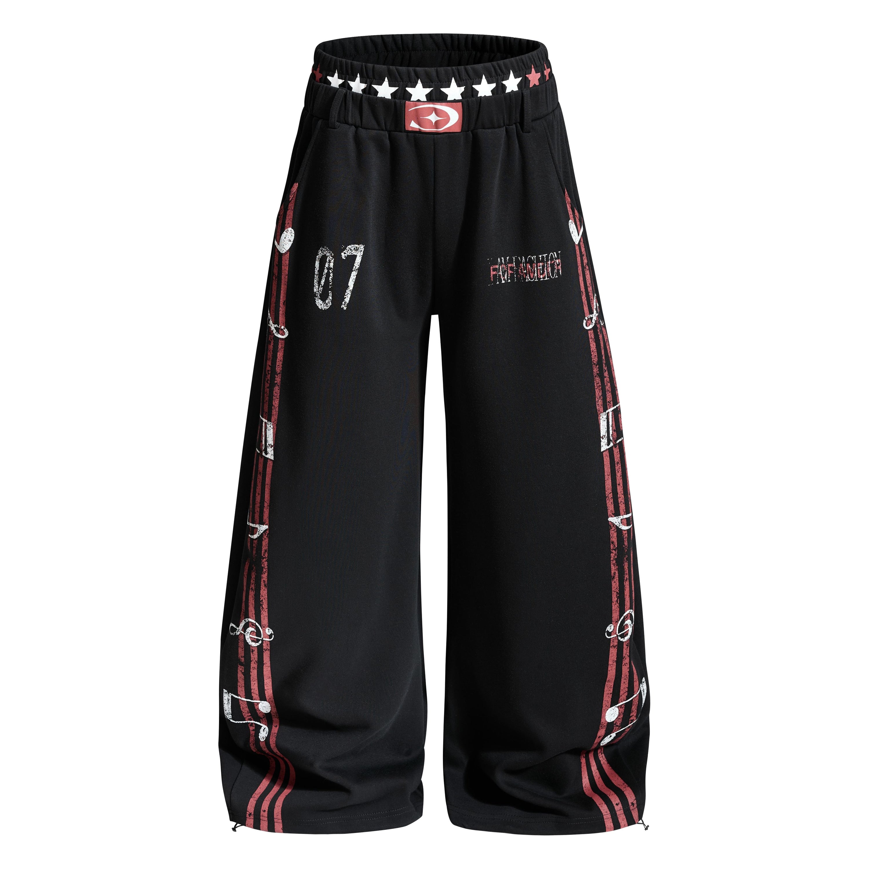 Omirad Vintage Stripe Graphic Wide-Leg Sweatpants