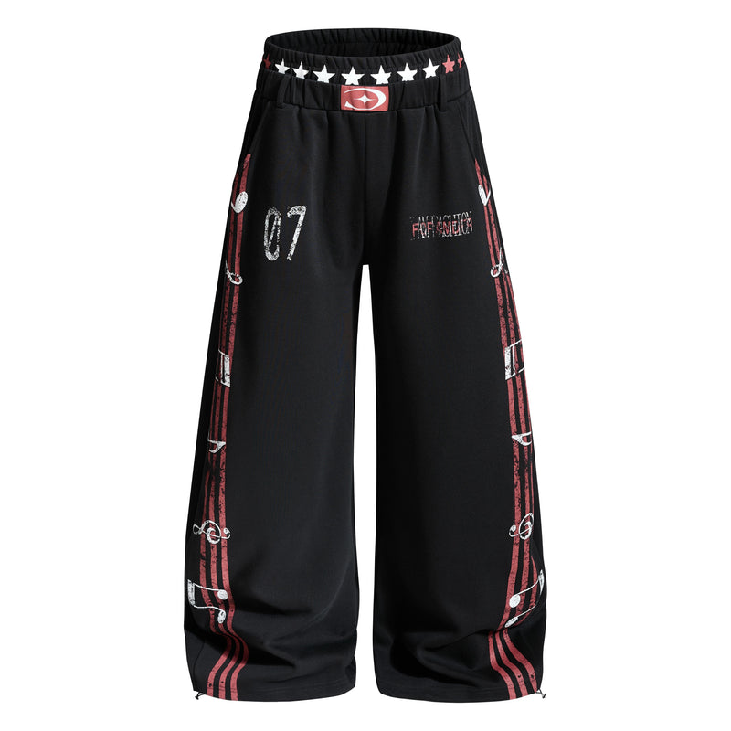 Omirad Vintage Stripe Graphic Wide-Leg Sweatpants