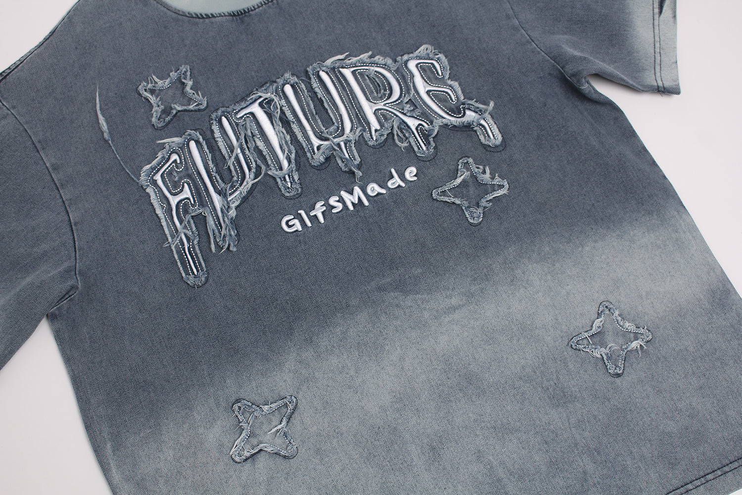 Distressed Star Patch Graphic T-Shirt | Vintage Washed Streetwear