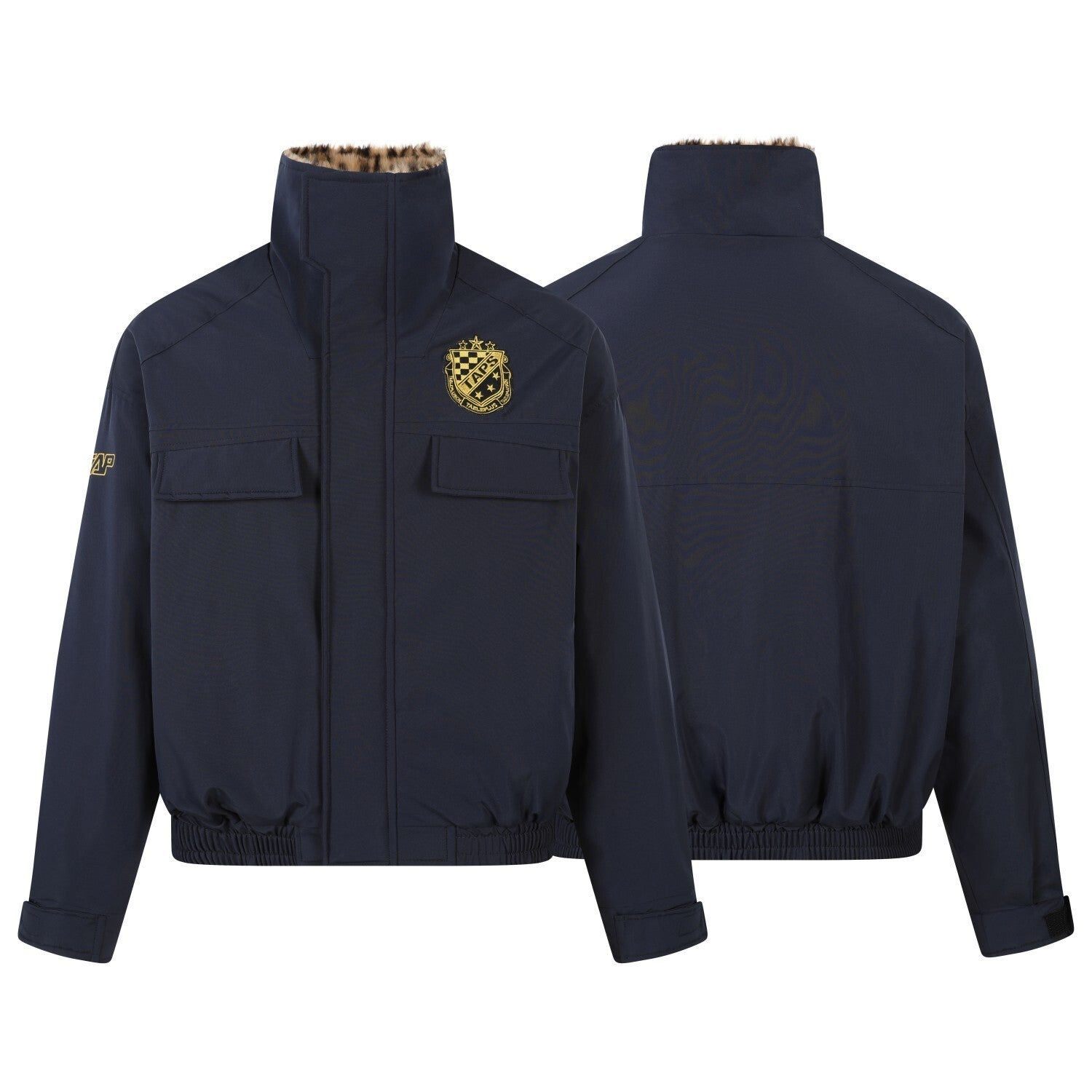 Leopard-Lined Military Bomber Jacket | Streetwear Winter Coat