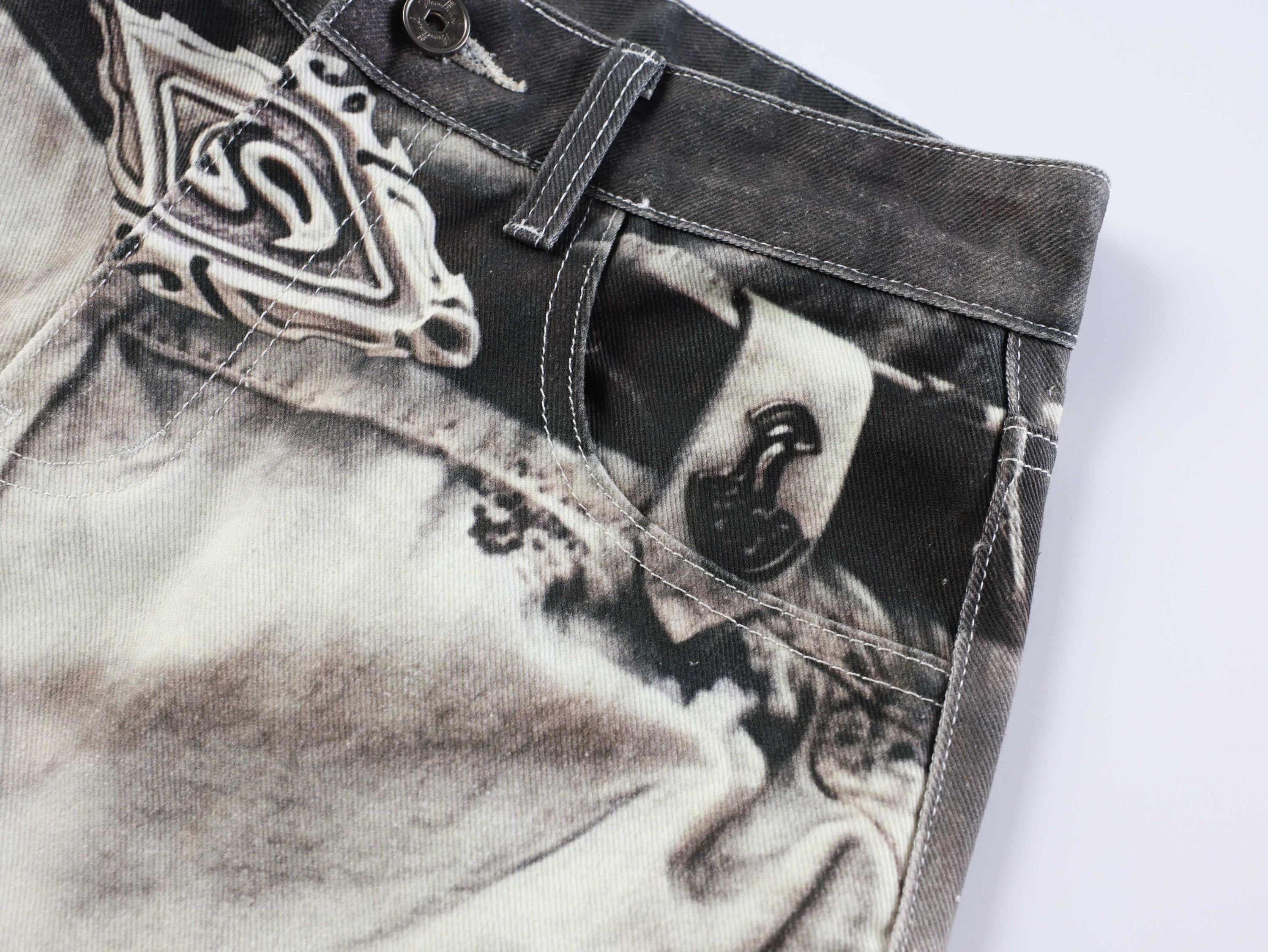 Omirad Abstract Wash Wide-Leg Jeans | Oversized Streetwear Denim