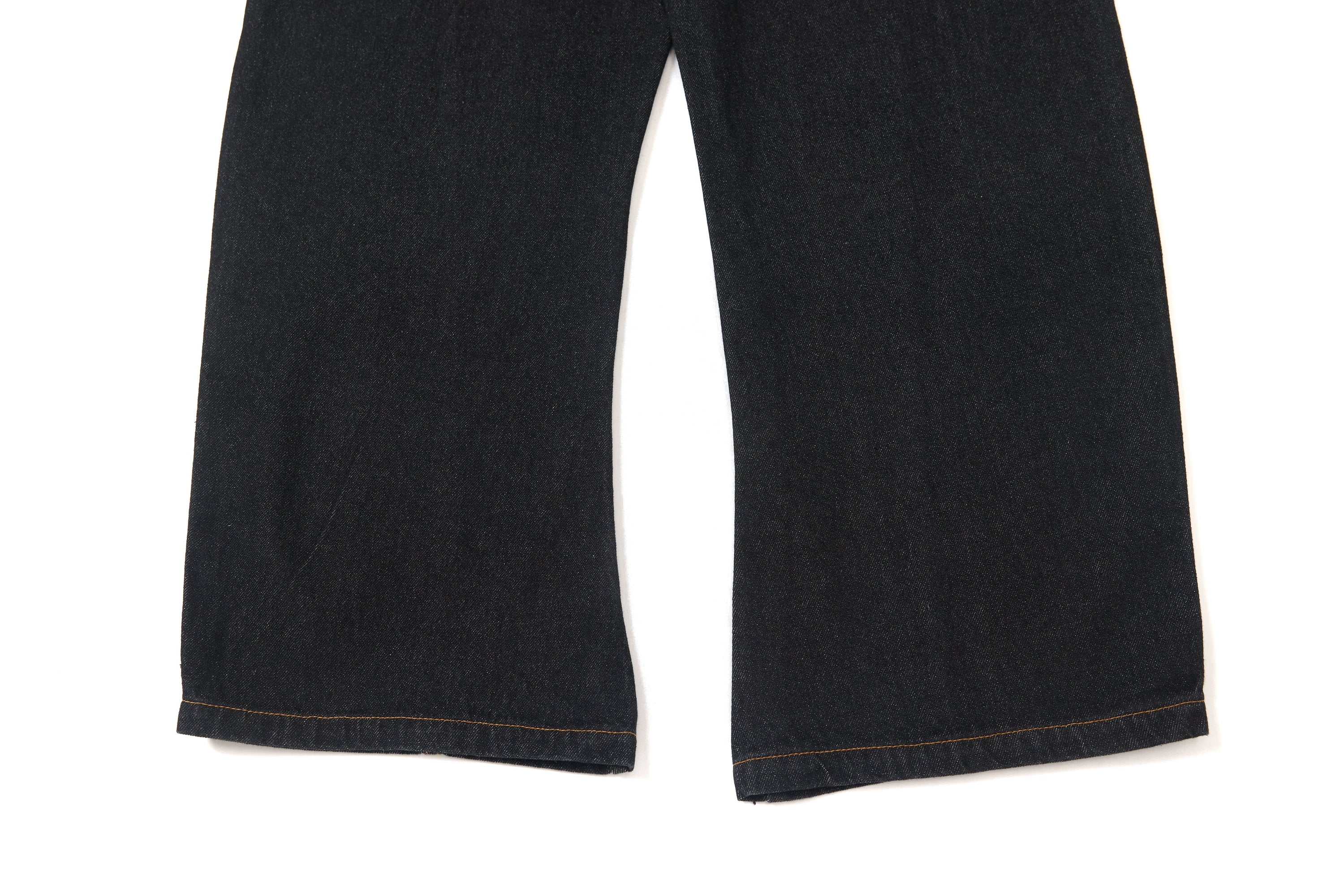 Wide-Leg Jeans with Red Embroidery & Side Drape | SEAKOFF
