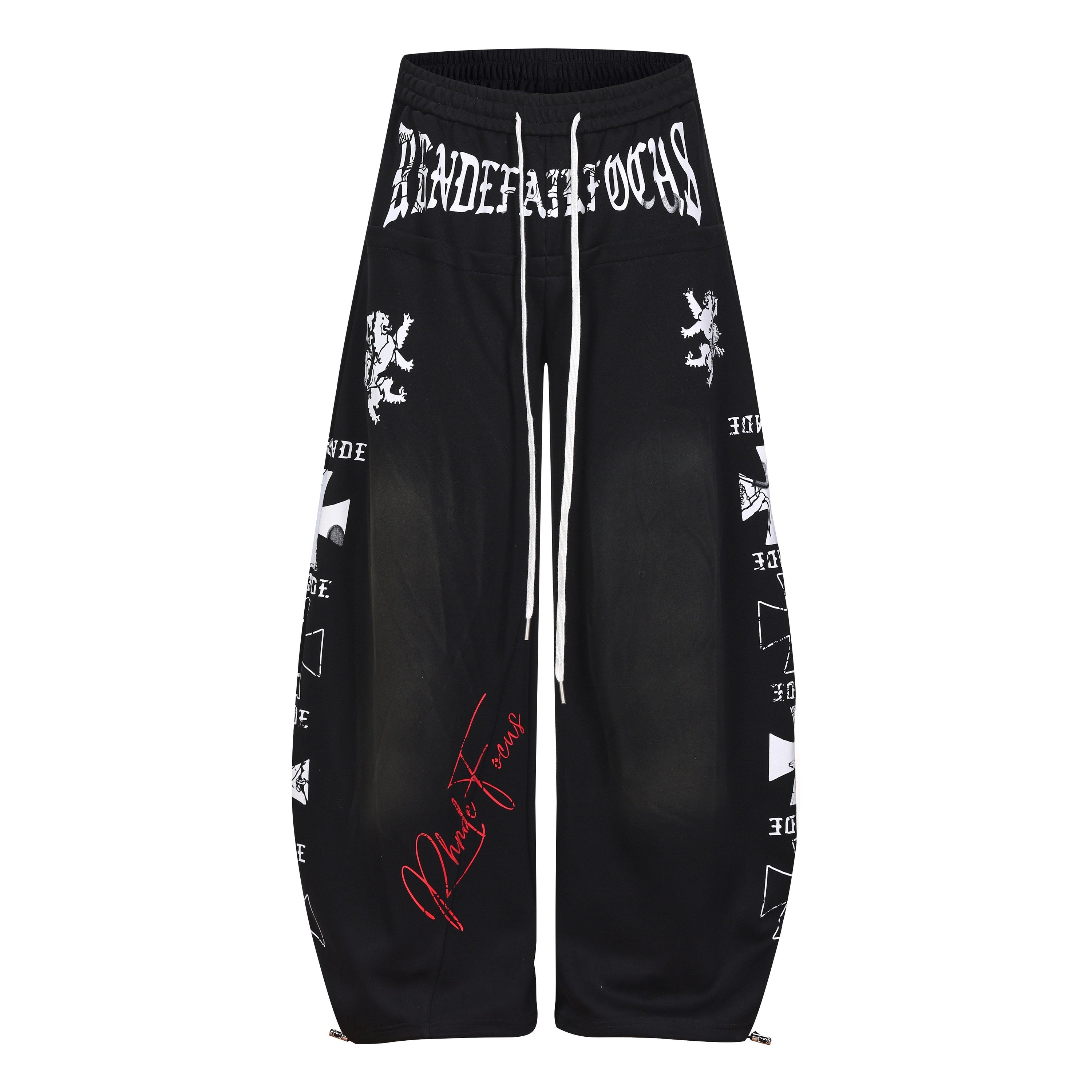Omirad Gothic Script Wide-Leg Sweatpants | Streetwear